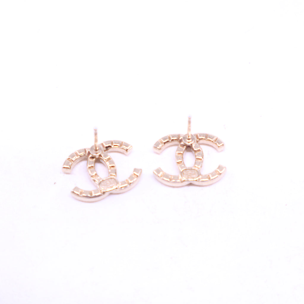 Chanel Crystal CC Earrings Gold W20930