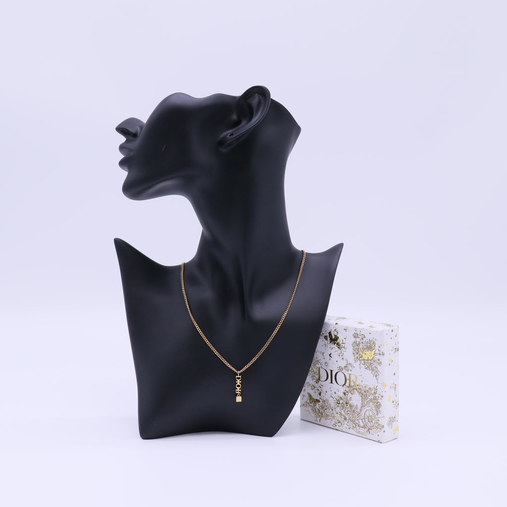 Christian Dior Vertical Logo Lettering Pendant Necklace W21937