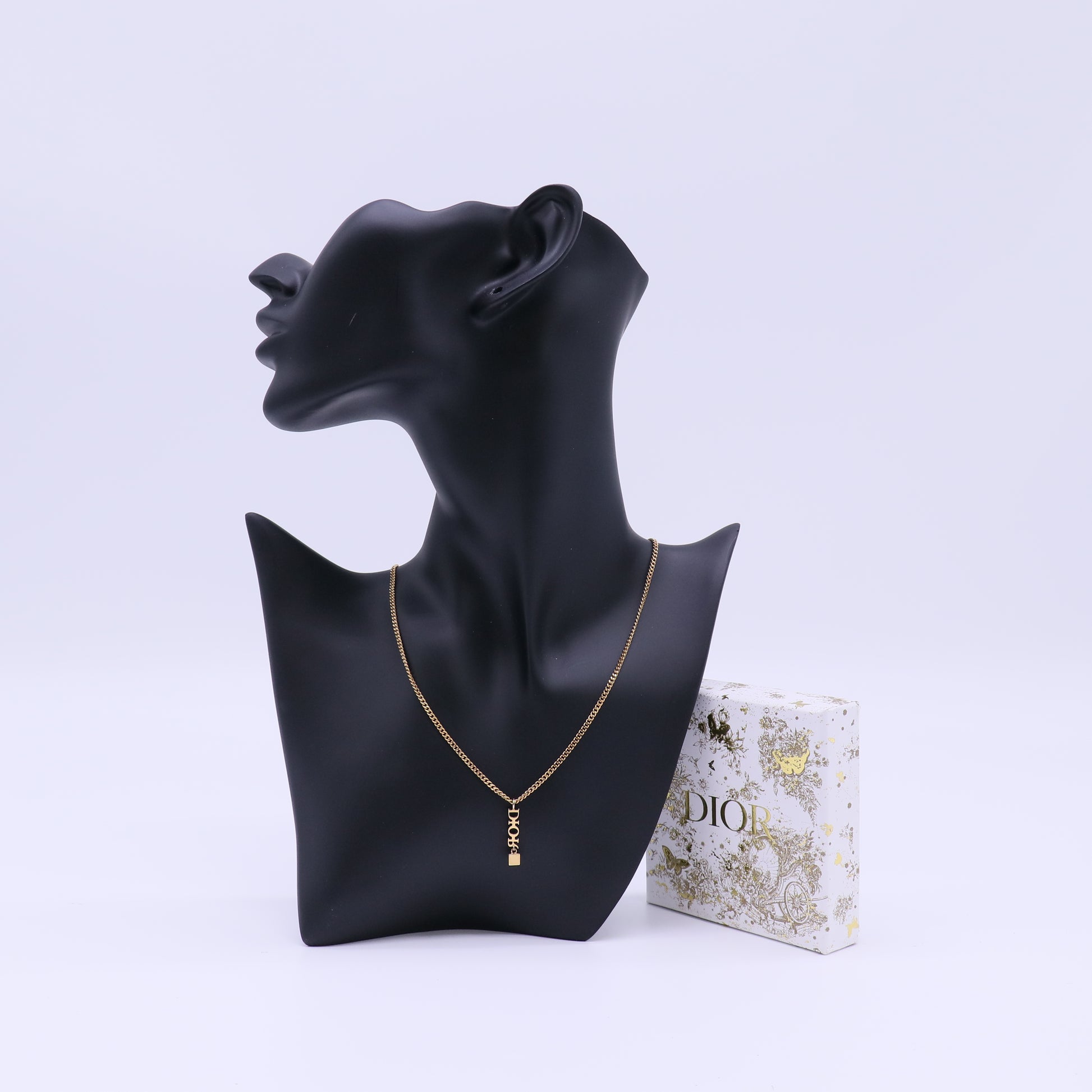 Christian Dior Vertical Logo Lettering Pendant Necklace W21937