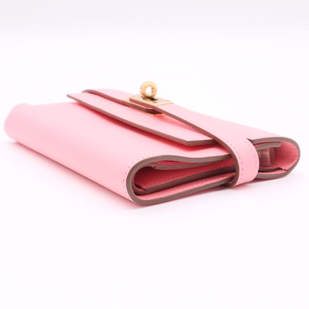 Hermes Kelly Classique To Go wallet in pink Epsom leather twins