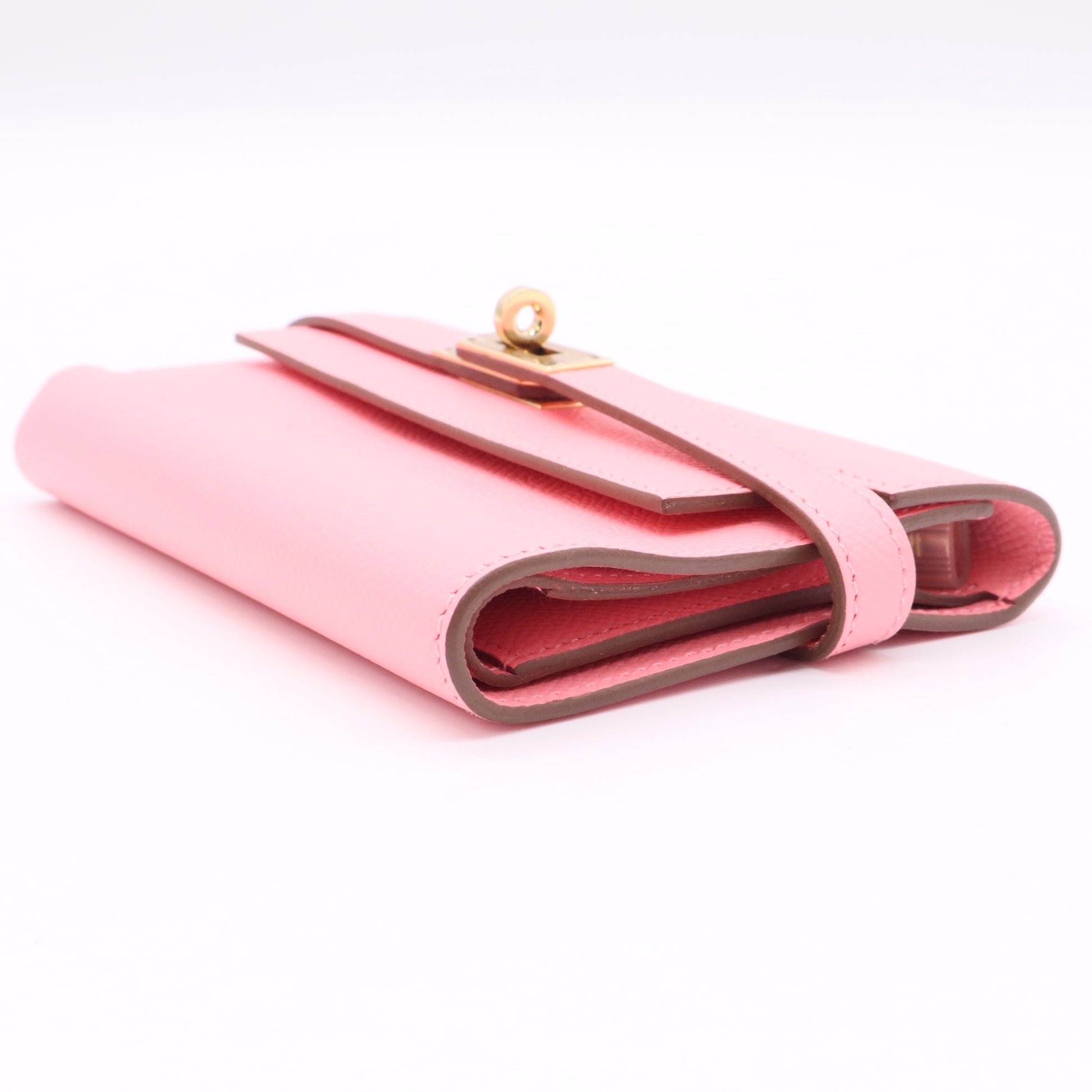 Hermes Kelly Classique To Go wallet in pink Epsom leather twins