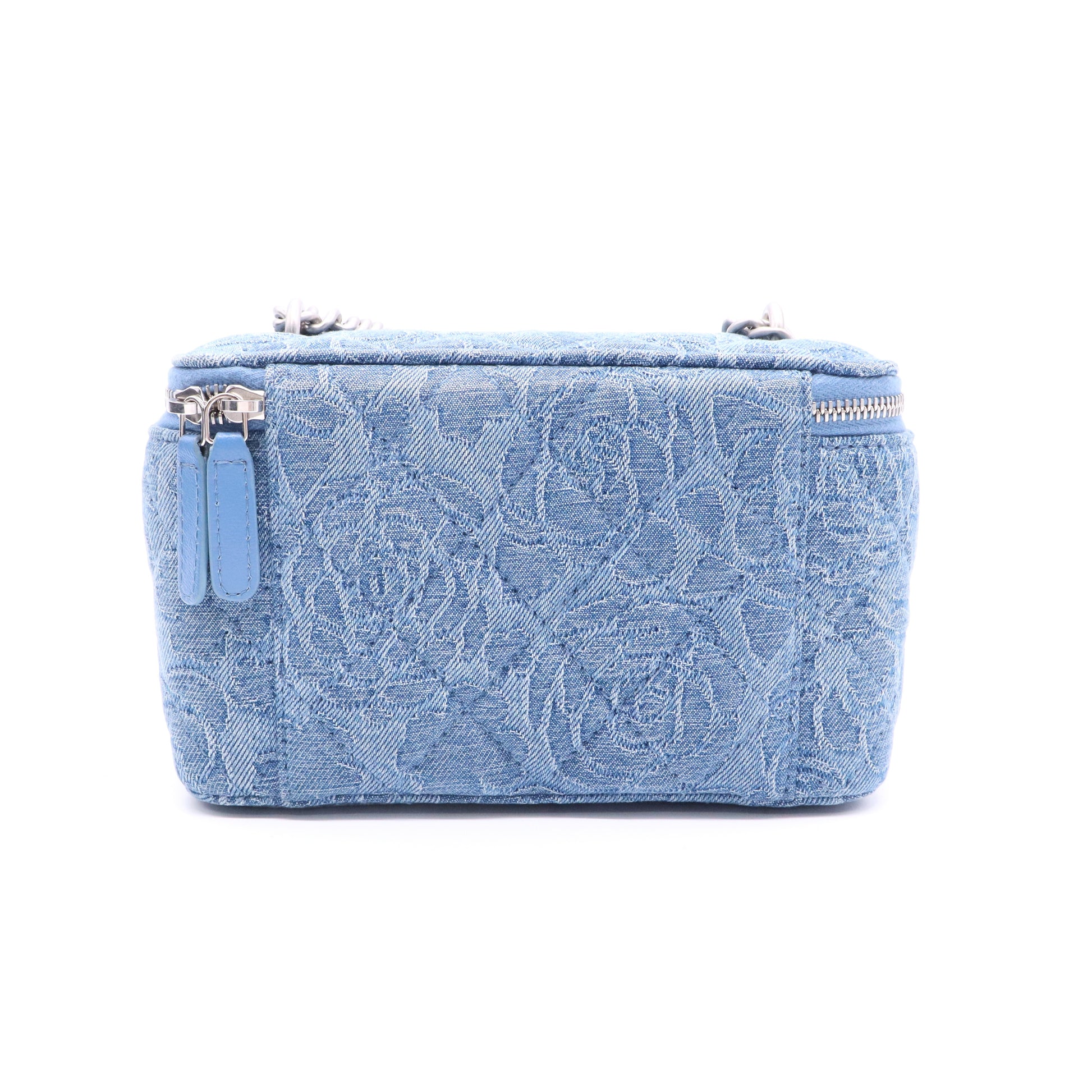 Chanel Denim Camellia Sweetheart Vanity Case twins