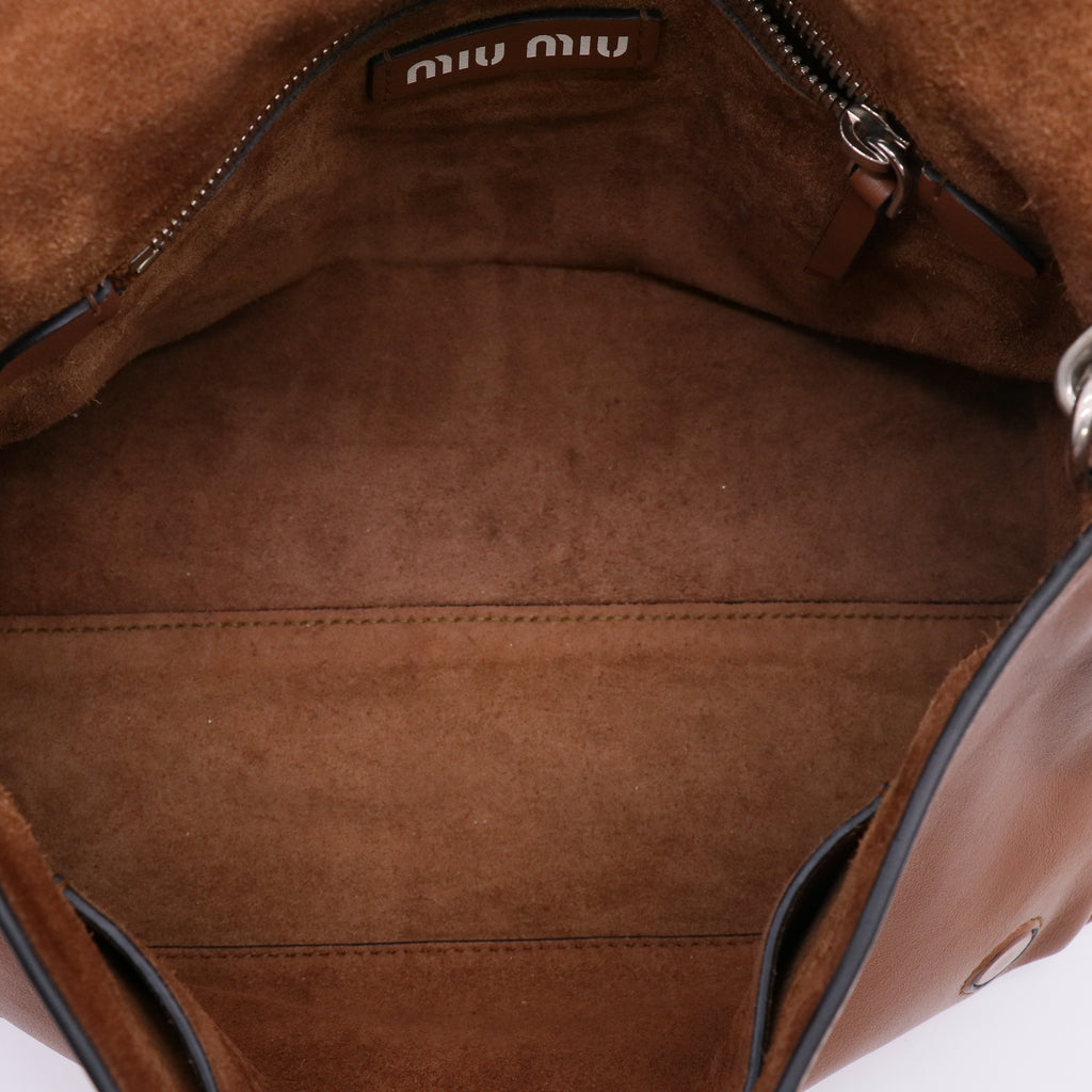 Miu Miu Black/ Brown Leather Grace Lux Messenger Bag twins LDJ5068