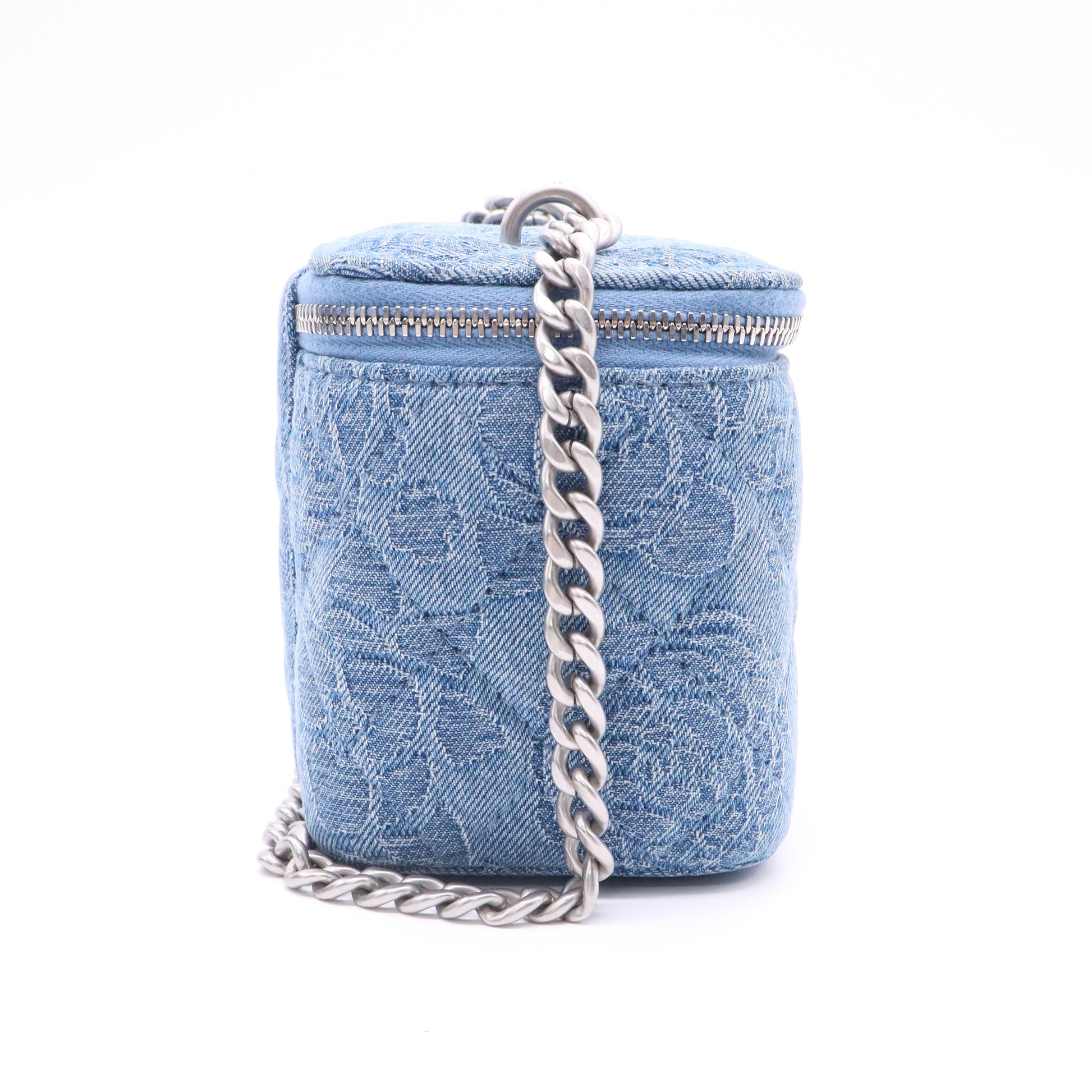 Chanel Denim Camellia Sweetheart Vanity Case twins