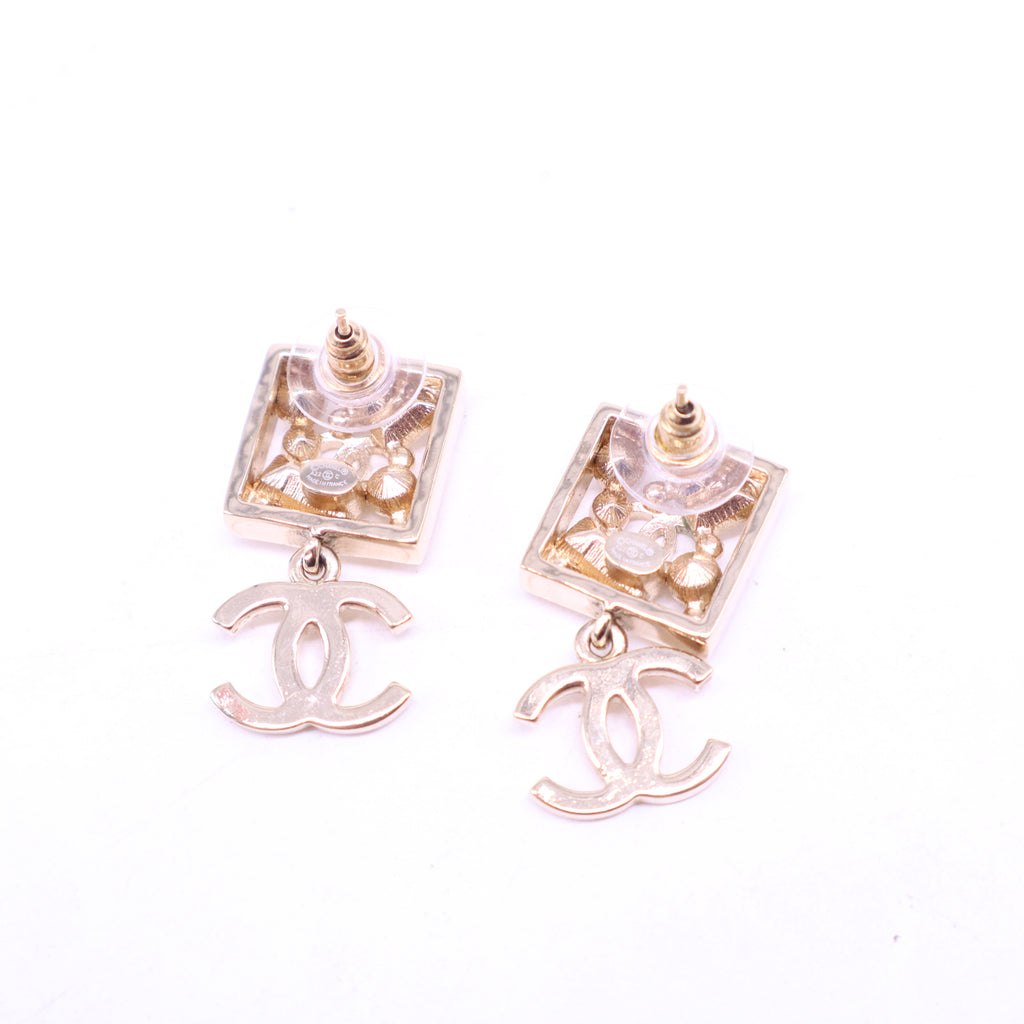 Faux Pearl & Strass Cluster CC Drop Earrings W20683