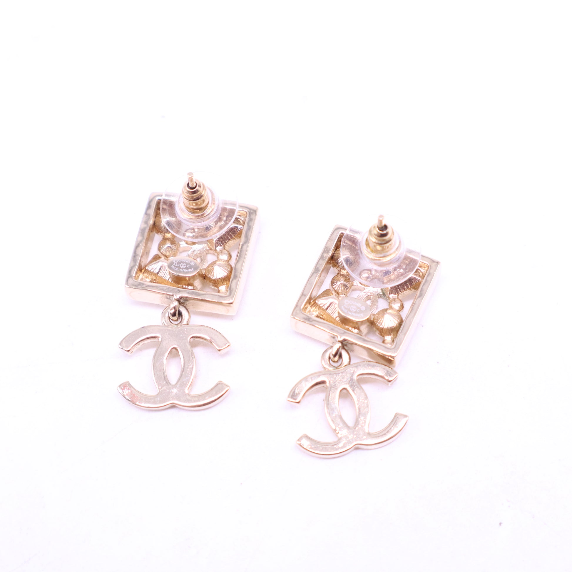 Faux Pearl & Strass Cluster CC Drop Earrings W20683
