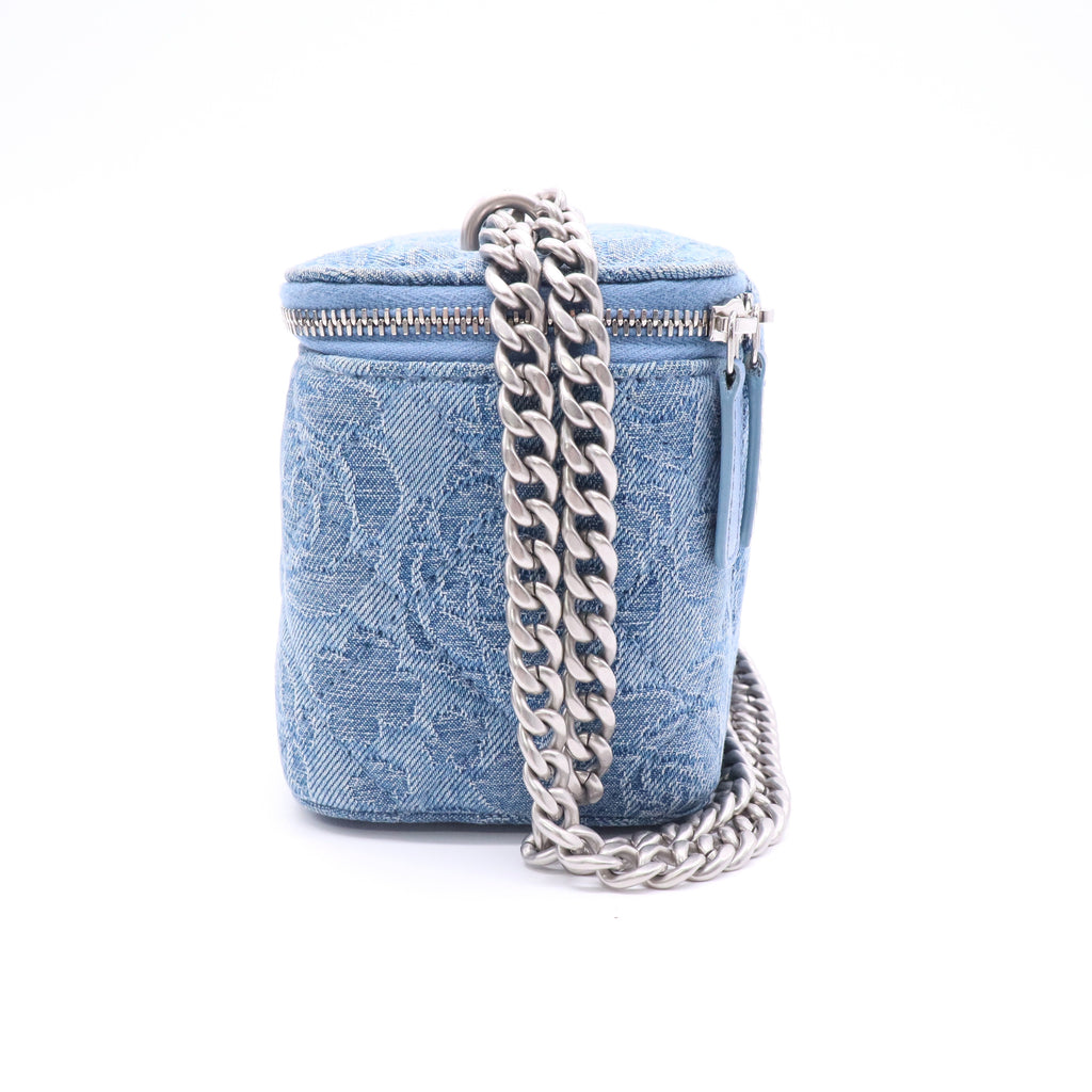 Chanel Denim Camellia Sweetheart Vanity Case twins