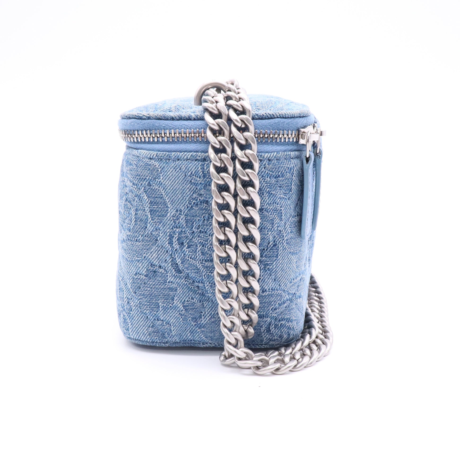 Chanel Denim Camellia Sweetheart Vanity Case twins