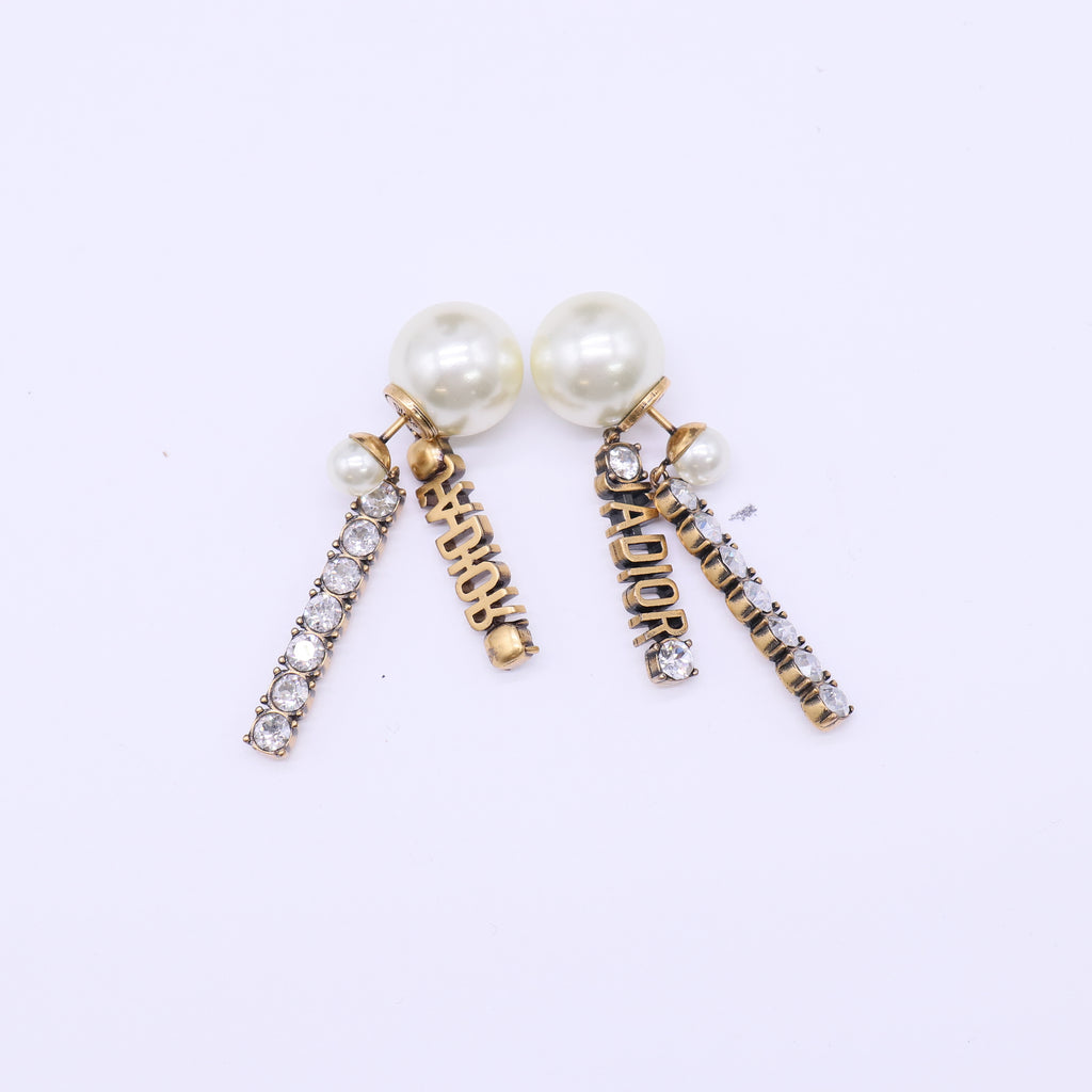 Christian Dior Tribales Rhinestone Bar Drop Earrings W21936