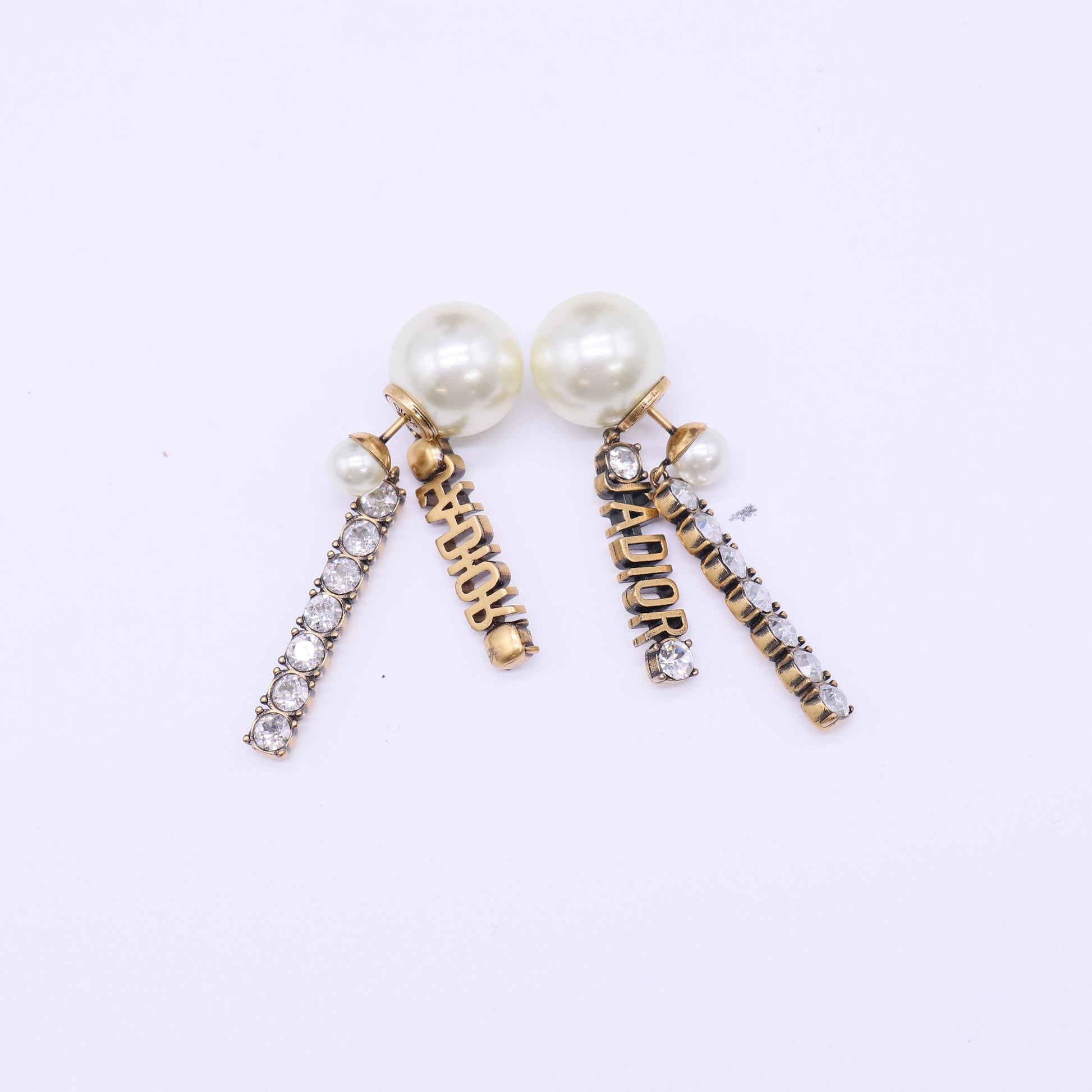 Christian Dior Tribales Rhinestone Bar Drop Earrings W21936