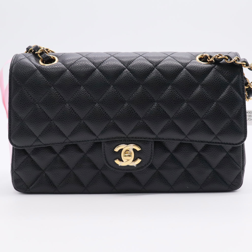 Chanel Caviar Quilted Medium Double Flap Black Twins LDJ3138