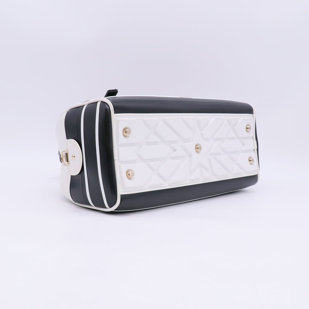 Christian Dior Medium Dior Vibe Zip Bowling Bag in Black and White Twins LDJ5674