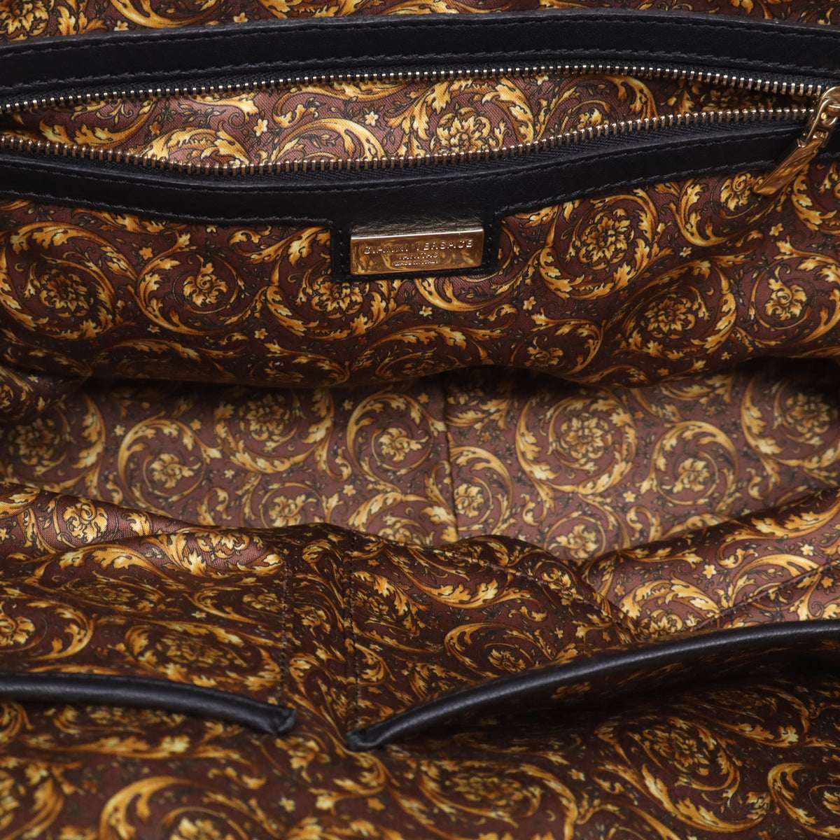 Versace Grained Leather Elettra Vanitas Tote Bag  Twins LDJ5884