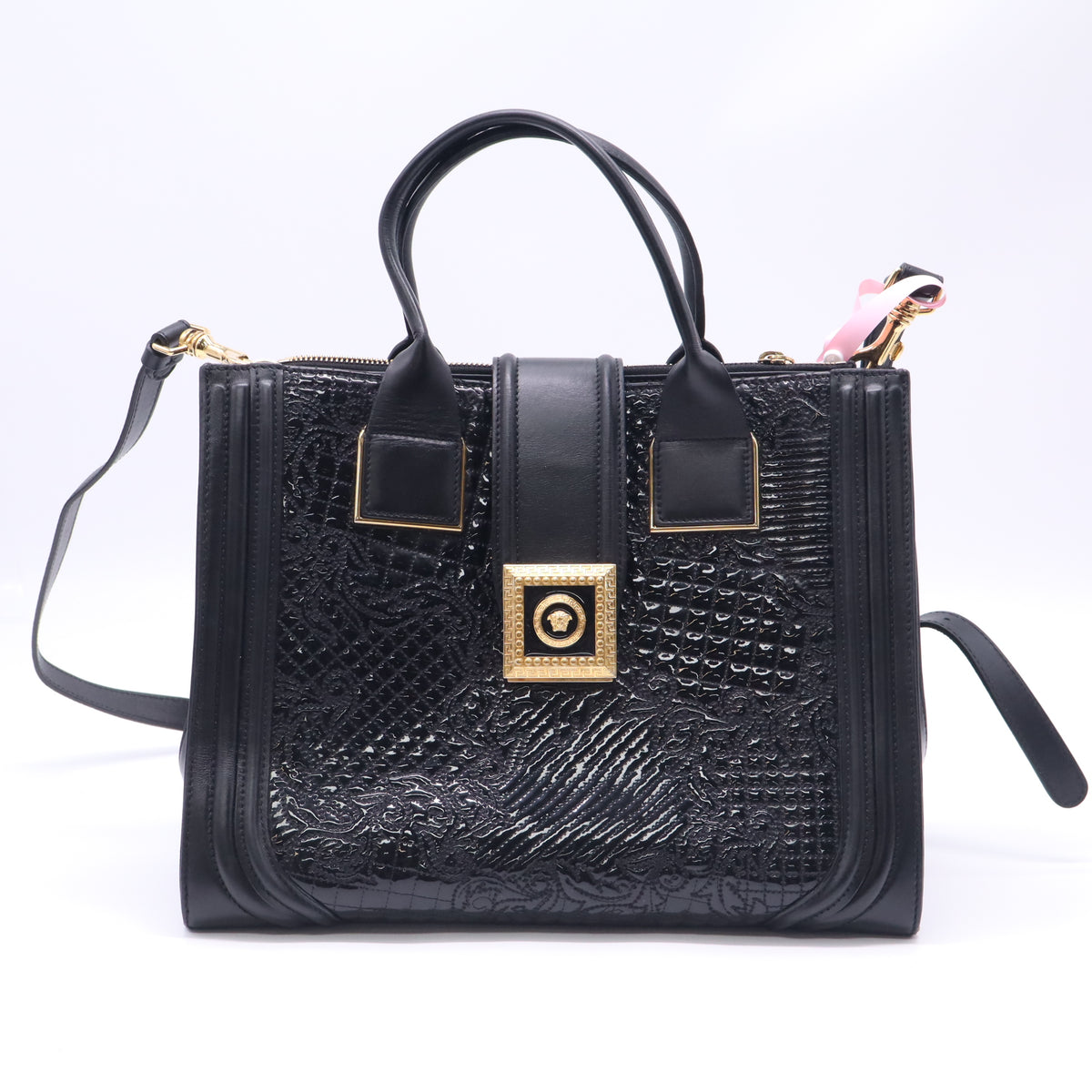 Versace Black Patent Leather Vanitas Icon Tote Twins LDJ5880