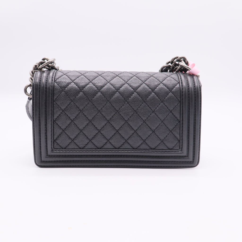Chanel Boy Flap bag in black quilted calfskin leather twins
