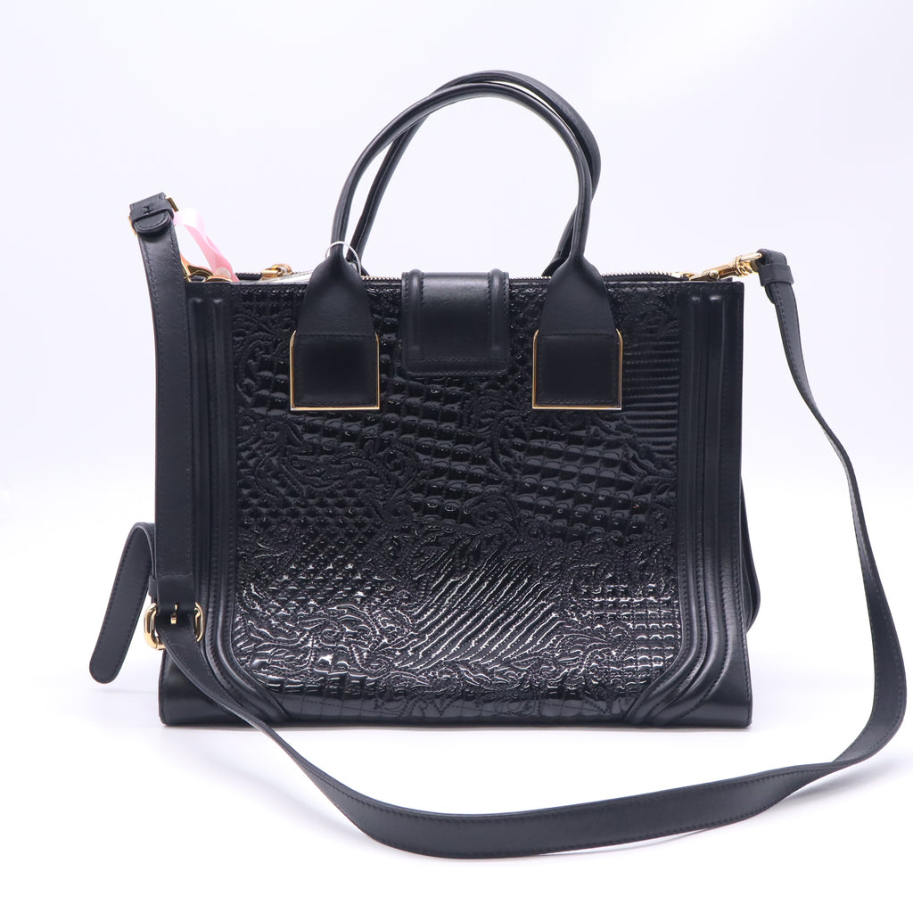 Versace Black Patent Leather Vanitas Icon Tote Twins LDJ5880