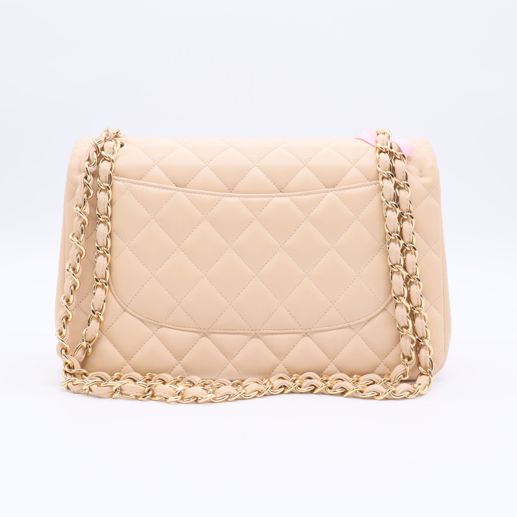 Classic Double Flap Jumbo 2-Ways Flap Handbag Beige twins