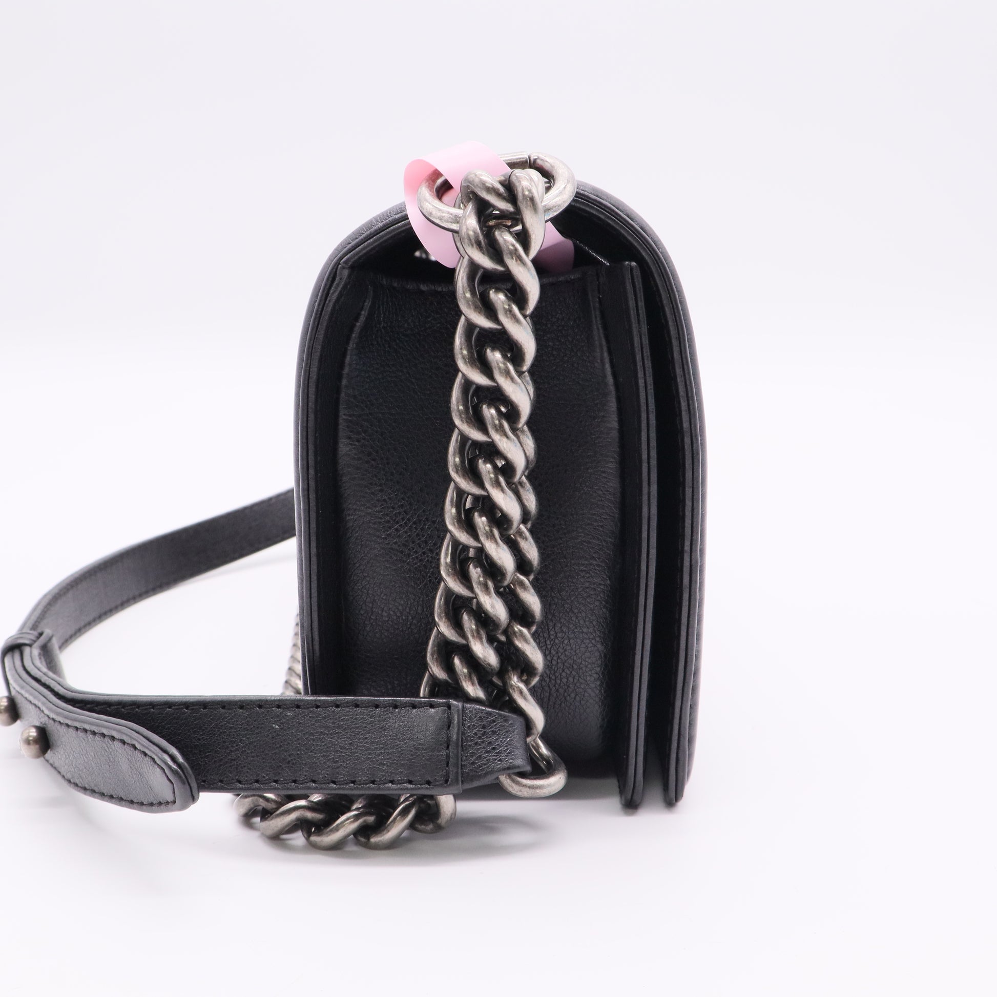 Chanel Boy Flap bag in black quilted calfskin leather twins