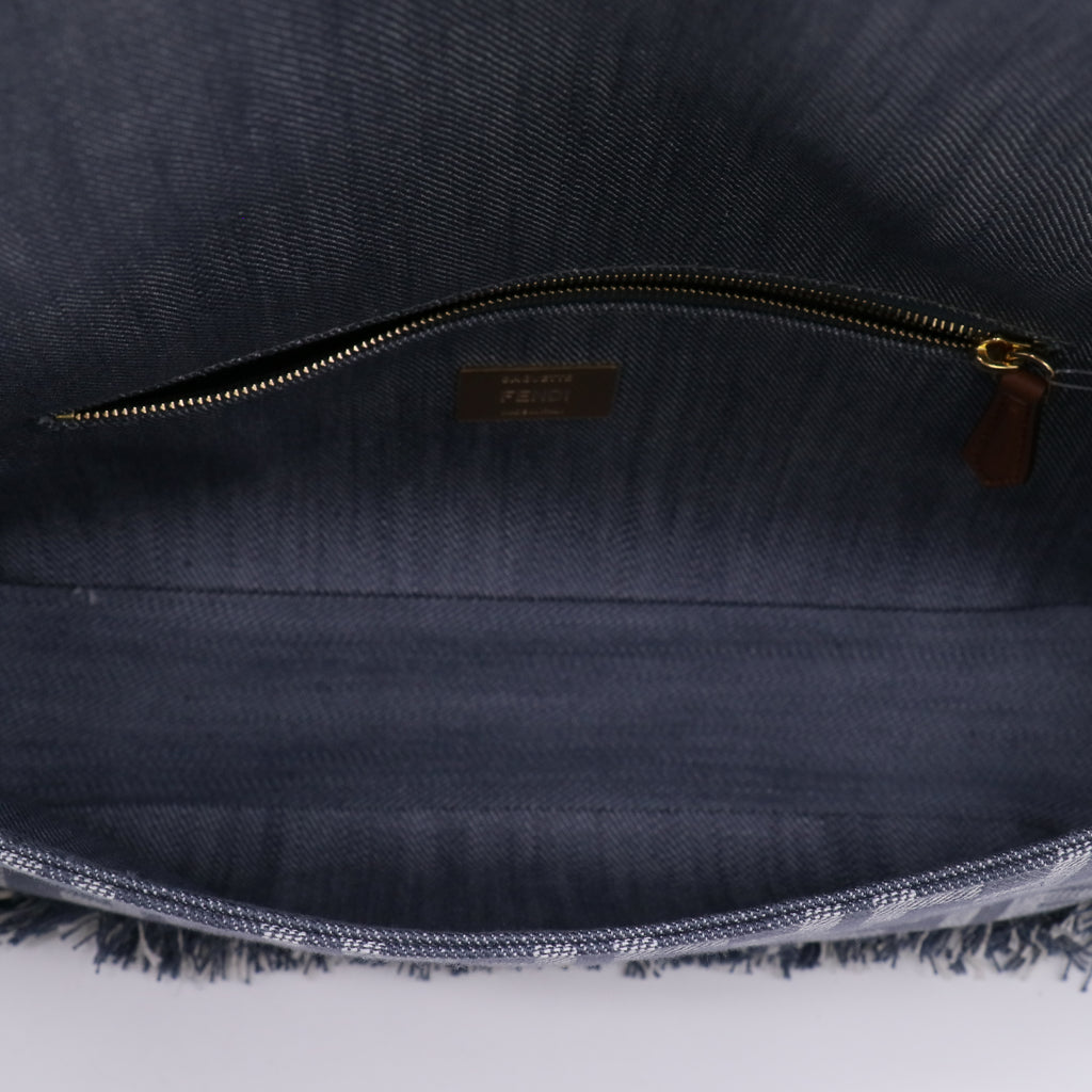 Fendi Baguette Ff Denim & Leather Shoulder Bag in Metallic twins LDJ5060