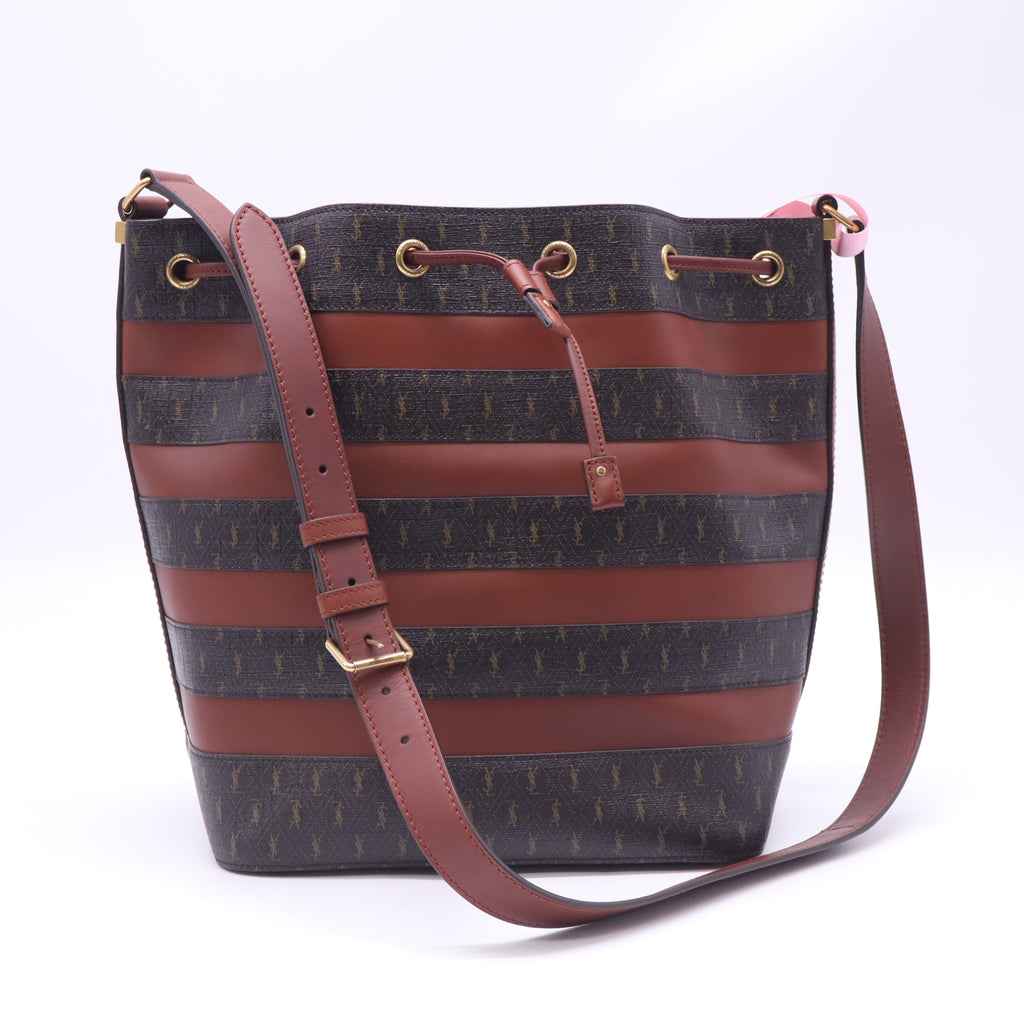 Saint Laurent Canvas Le Monogramme Striped Bucket Bag Twins LDJ5888