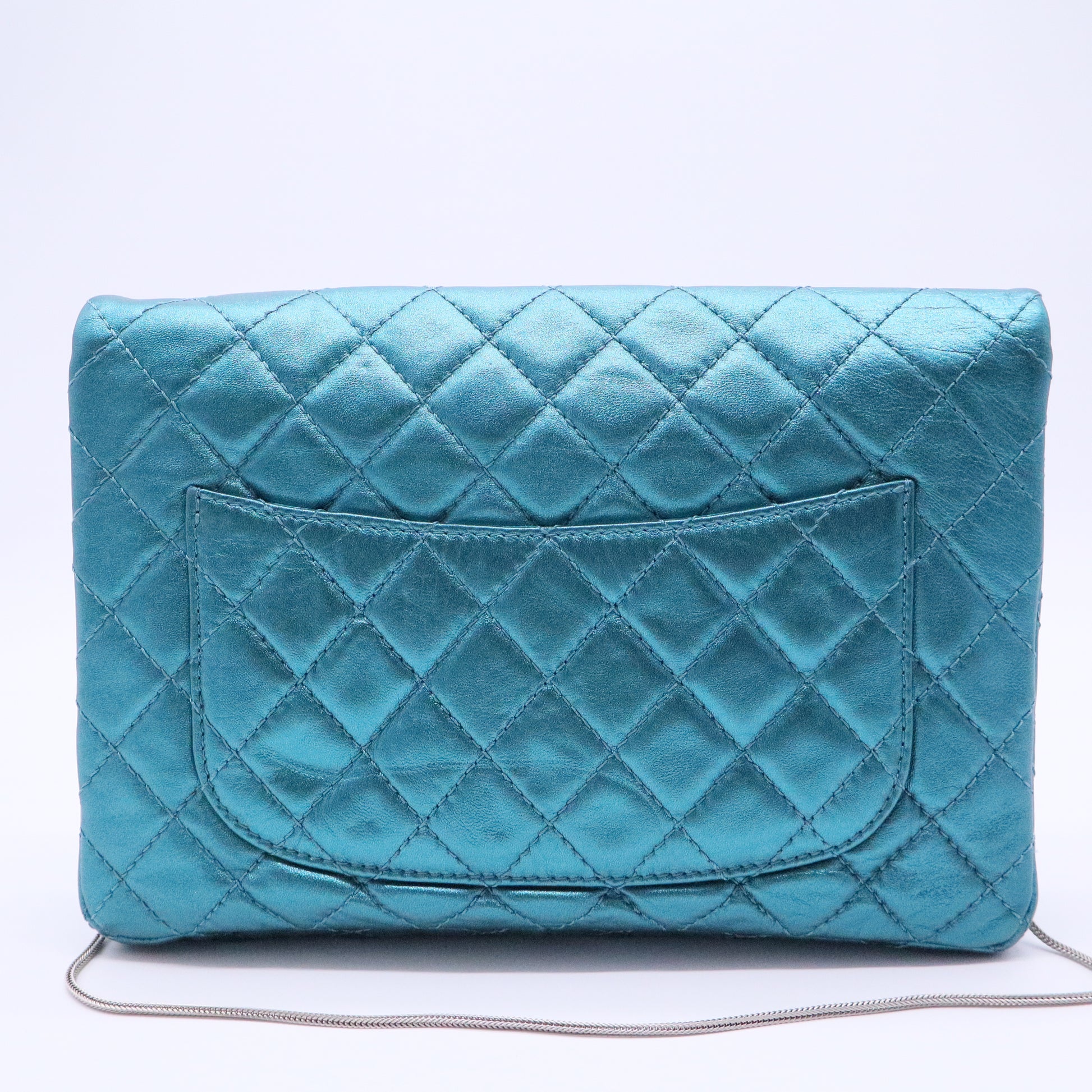 2.55 Metallic Blue Quilted Leather bag