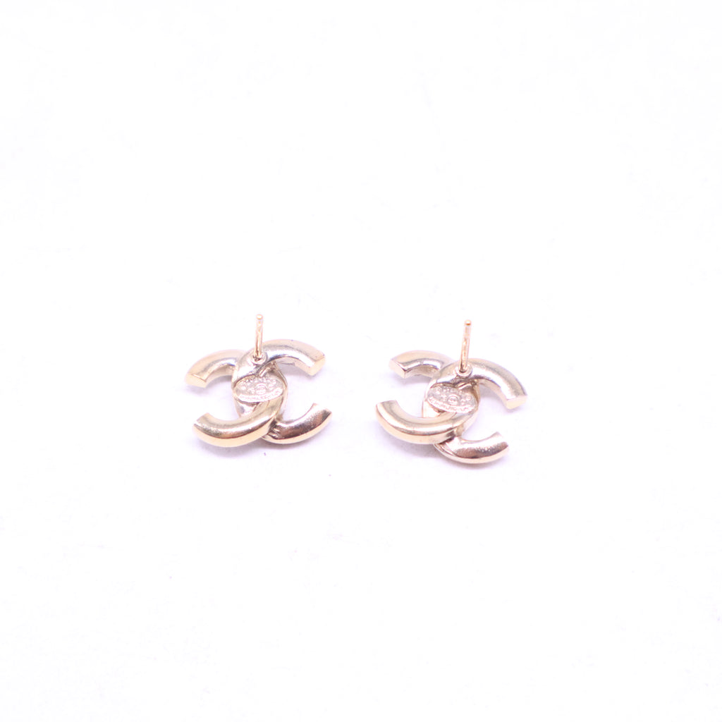 Gold Tone Crystal CC Stud Earrings W20870