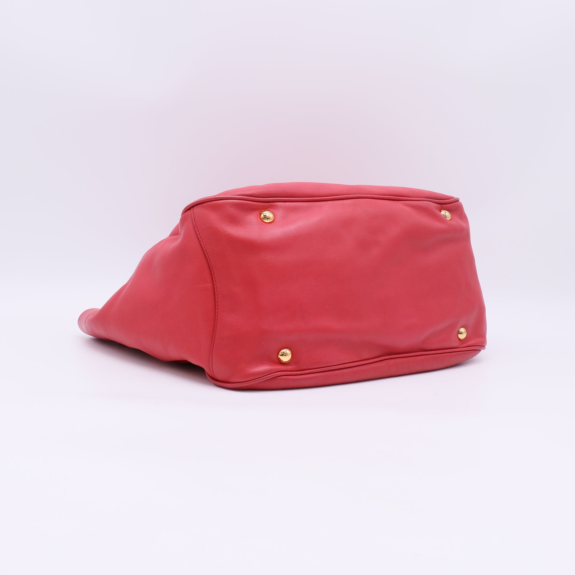 Prada Soft Calfskin Chain Tote Bag in Fuoco Red Twins LDJ5688