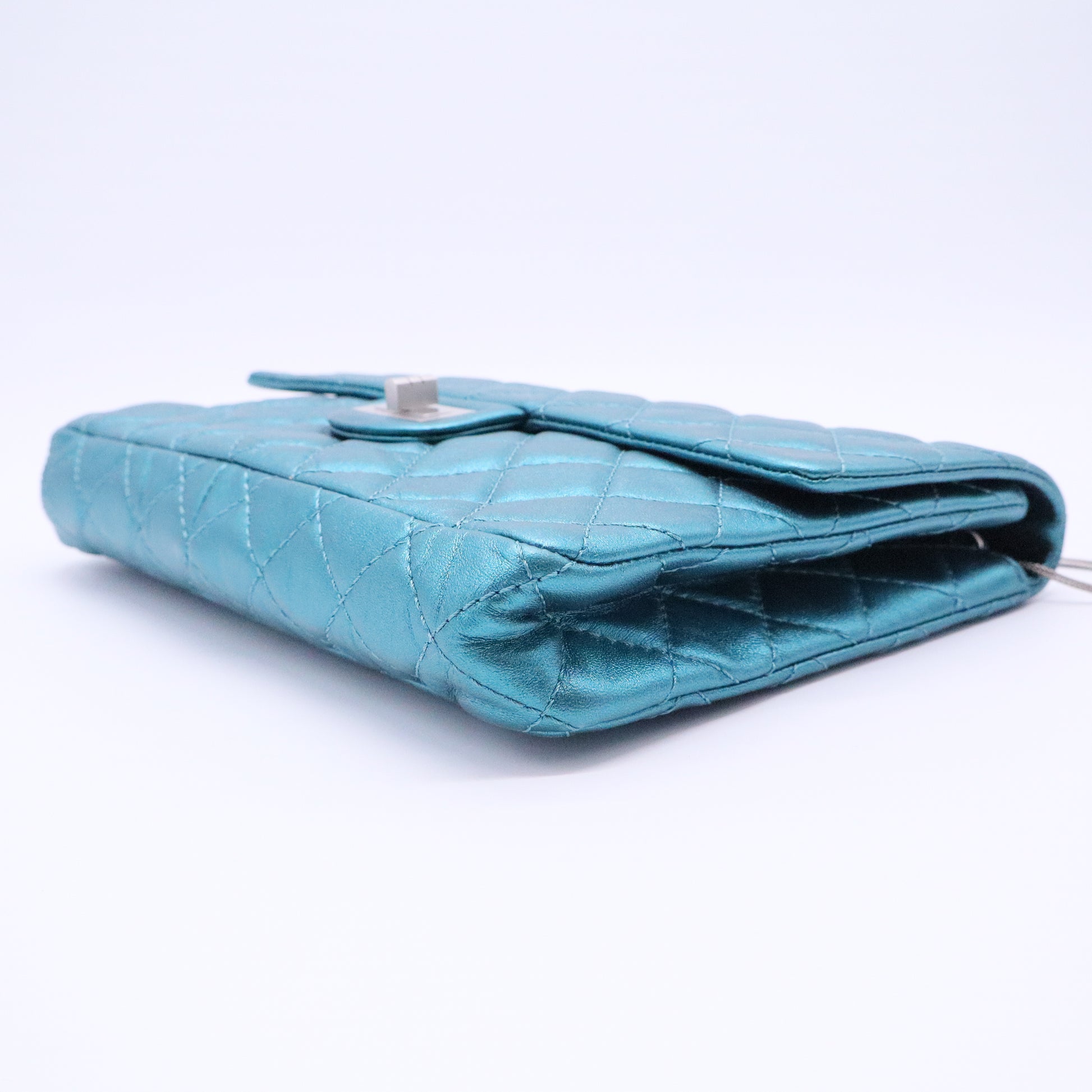 2.55 Metallic Blue Quilted Leather bag