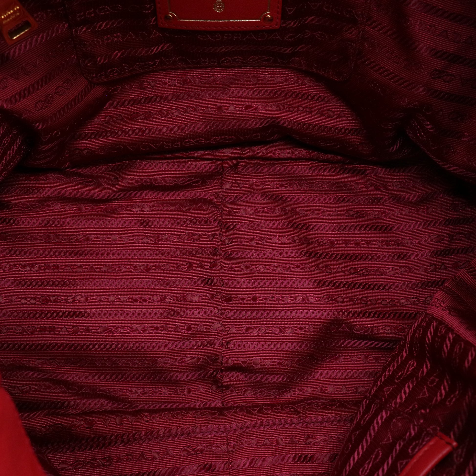 Prada Soft Calfskin Chain Tote Bag in Fuoco Red Twins LDJ5688