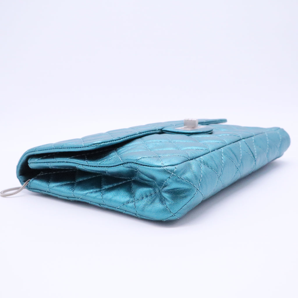 2.55 Metallic Blue Quilted Leather bag