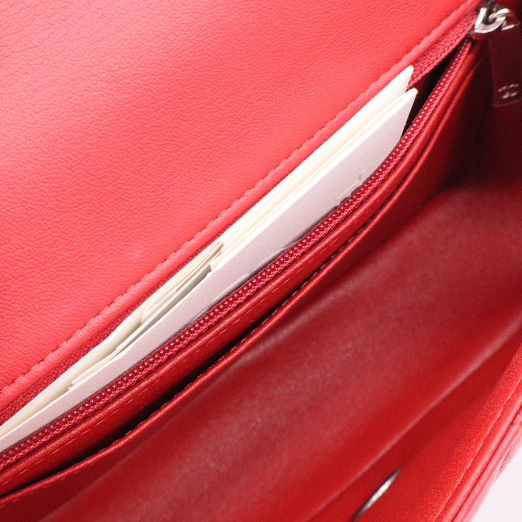 Chanel Red Quilted Lambskin Leather Classic Mini Flap Bag twins LDJ3137