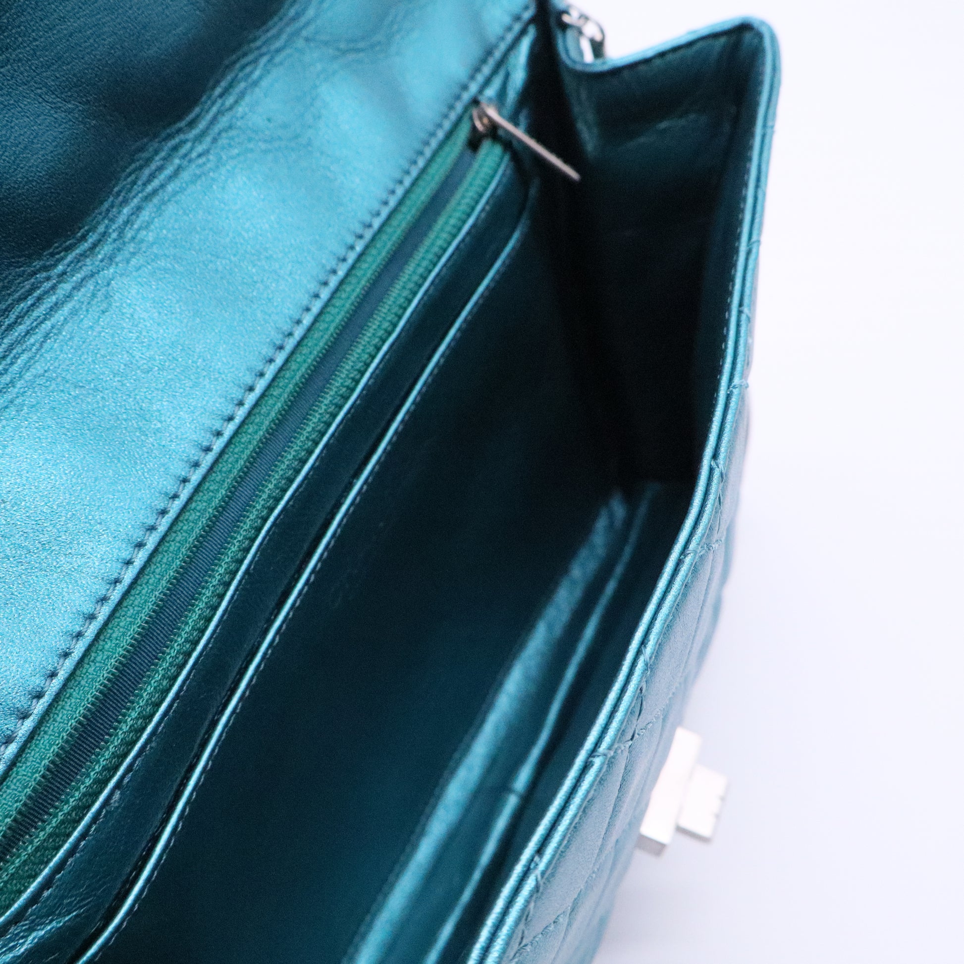 2.55 Metallic Blue Quilted Leather bag