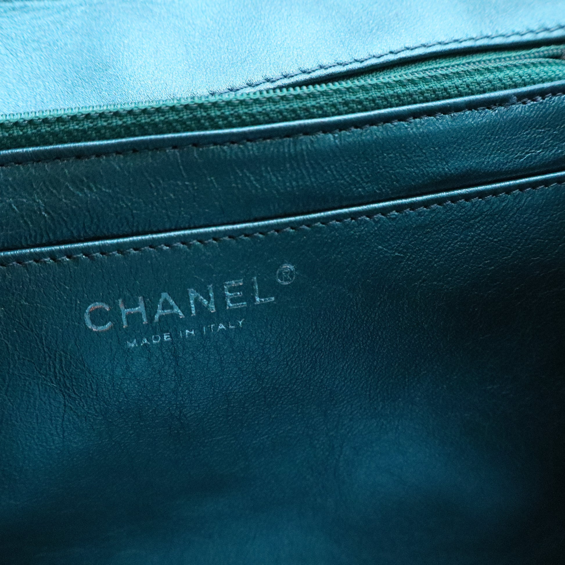 2.55 Metallic Blue Quilted Leather bag