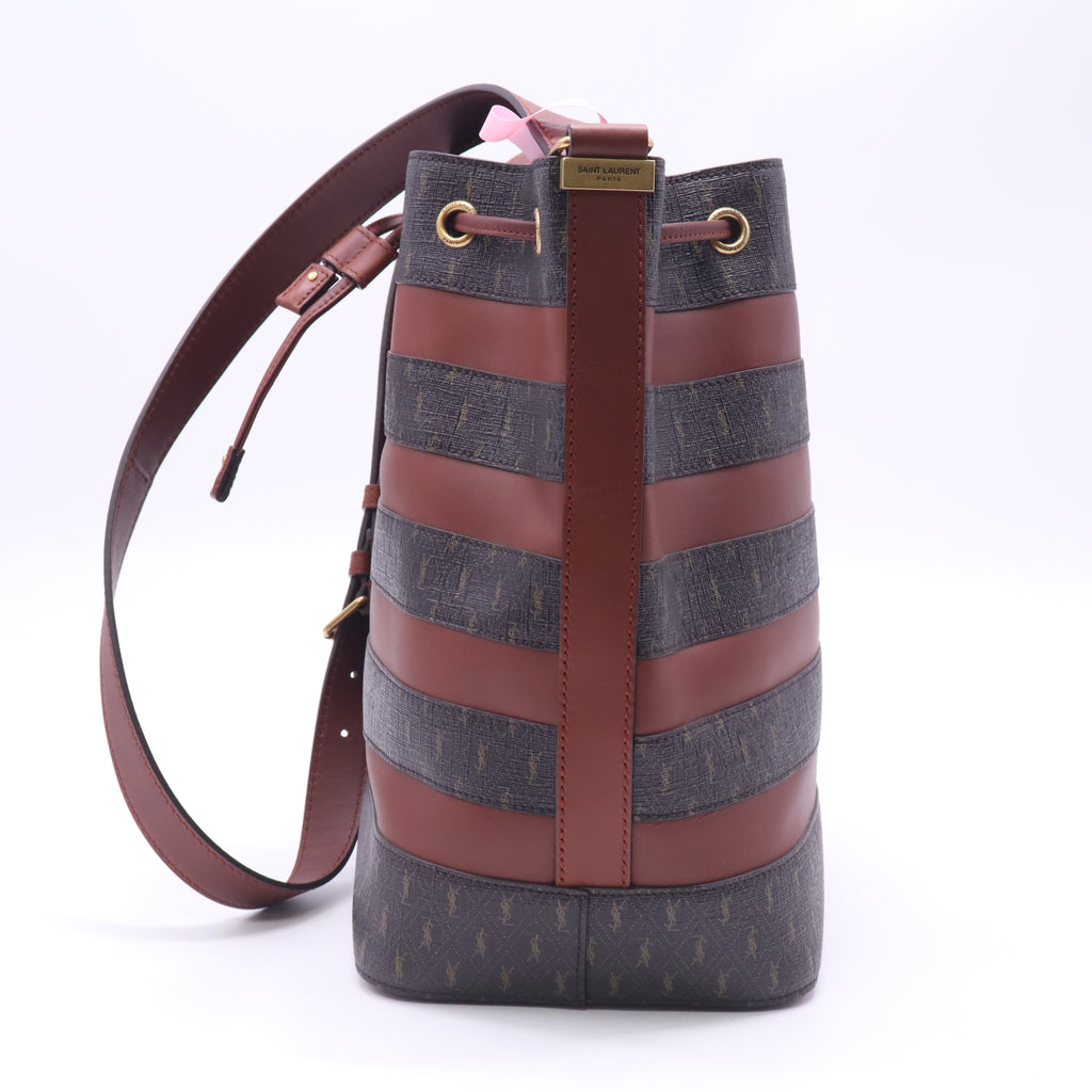 Saint Laurent Canvas Le Monogramme Striped Bucket Bag Twins LDJ5888