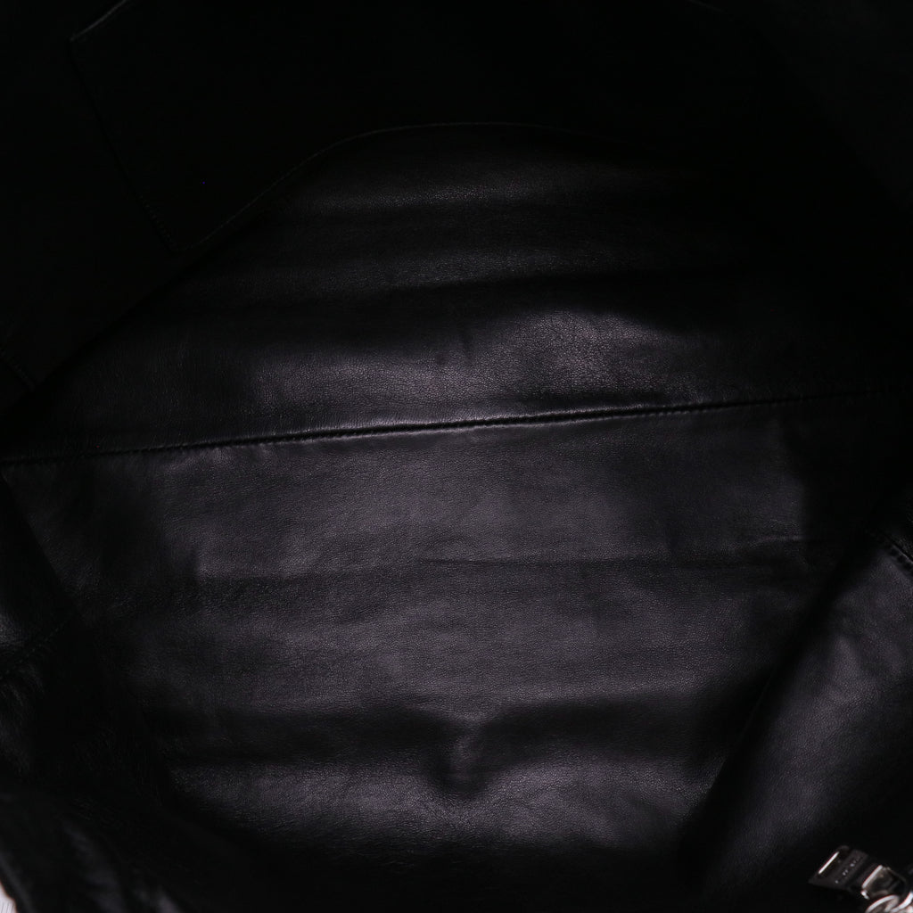 Prada Tessuto Nylon Calfskin Grommet Tote Black Twins LDJ5679