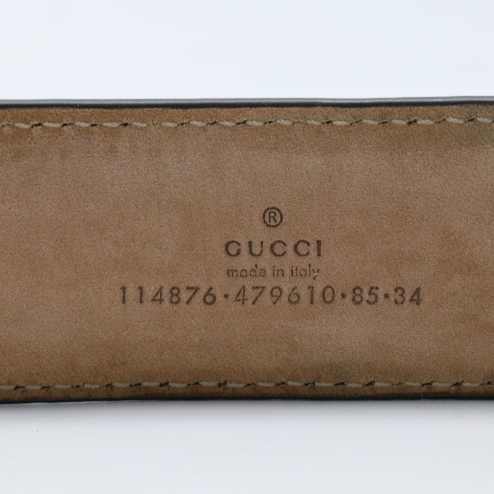 Guccissima Interlocking G  Belt 85 34 Off White