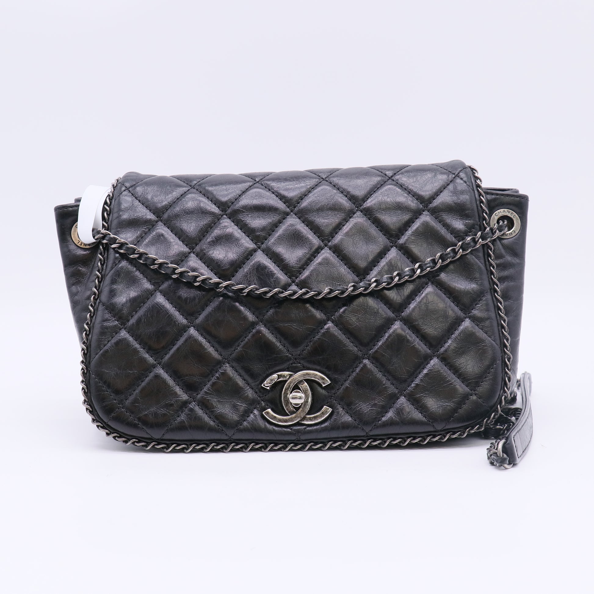 Chanel Quilted Calfskin Small CC Enchained Accordion Flap Bag B23485