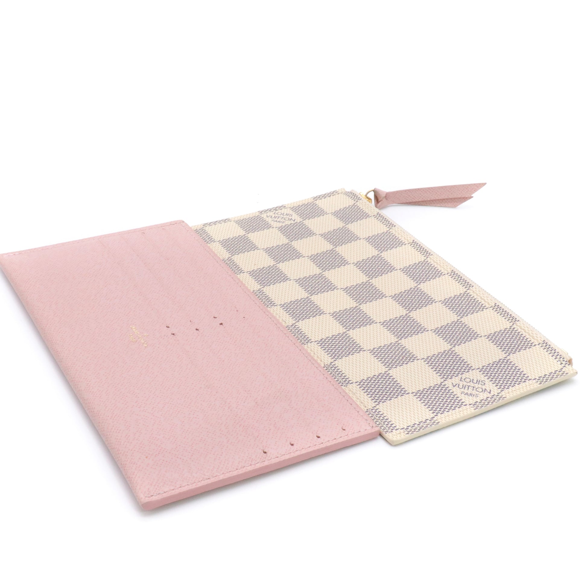 Damier Azur Pochette Felicie Chain Wallet Rose Ballerine Twins