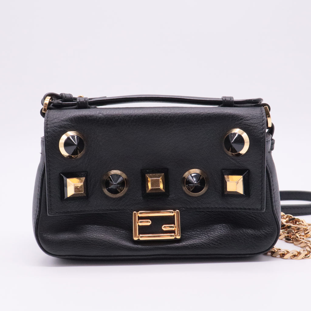 Double Baguette Studded Leather Micro