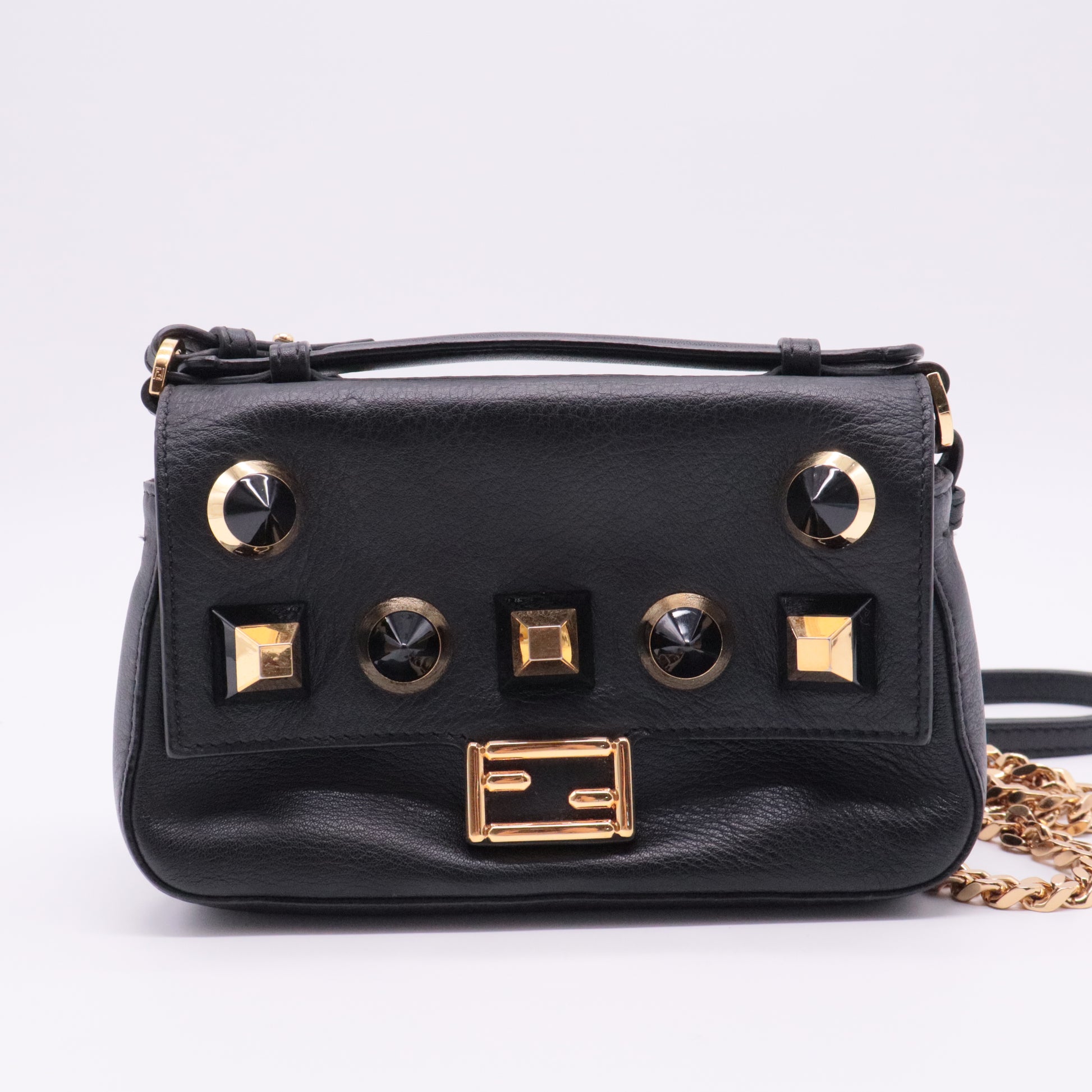 Double Baguette Studded Leather Micro