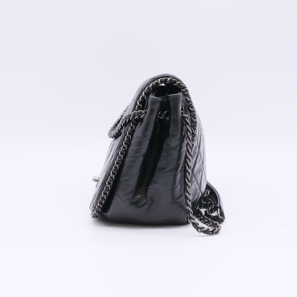Chanel Quilted Calfskin Small CC Enchained Accordion Flap Bag B23485