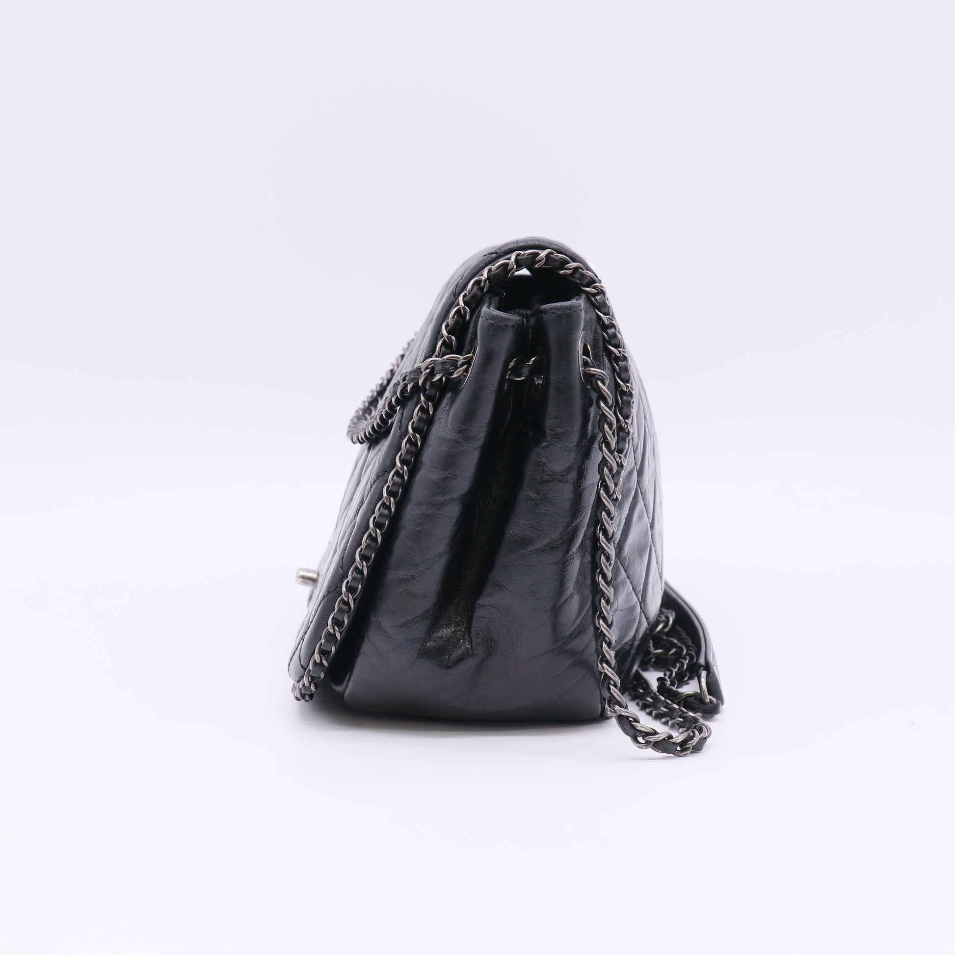Chanel Quilted Calfskin Small CC Enchained Accordion Flap Bag B23485