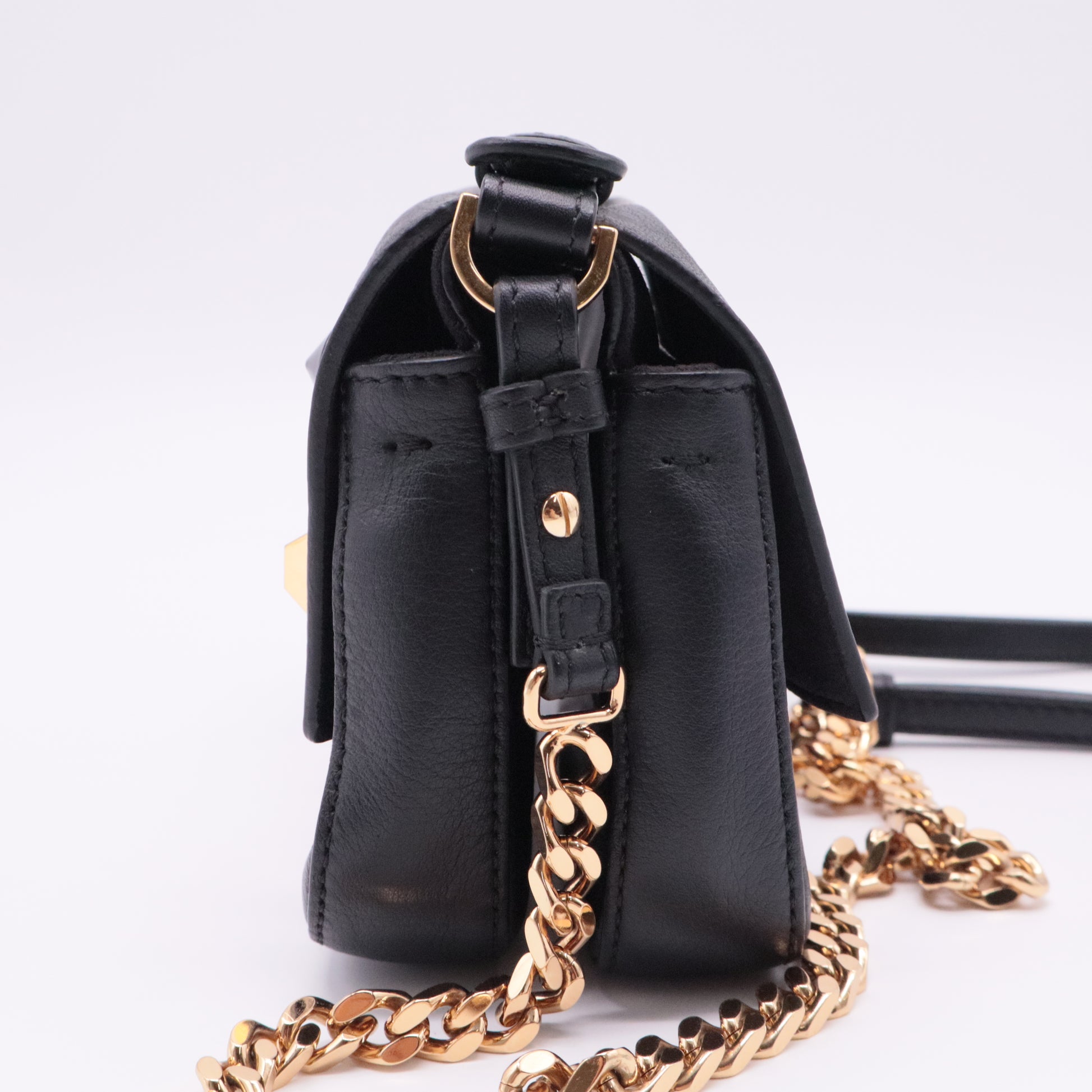 Double Baguette Studded Leather Micro