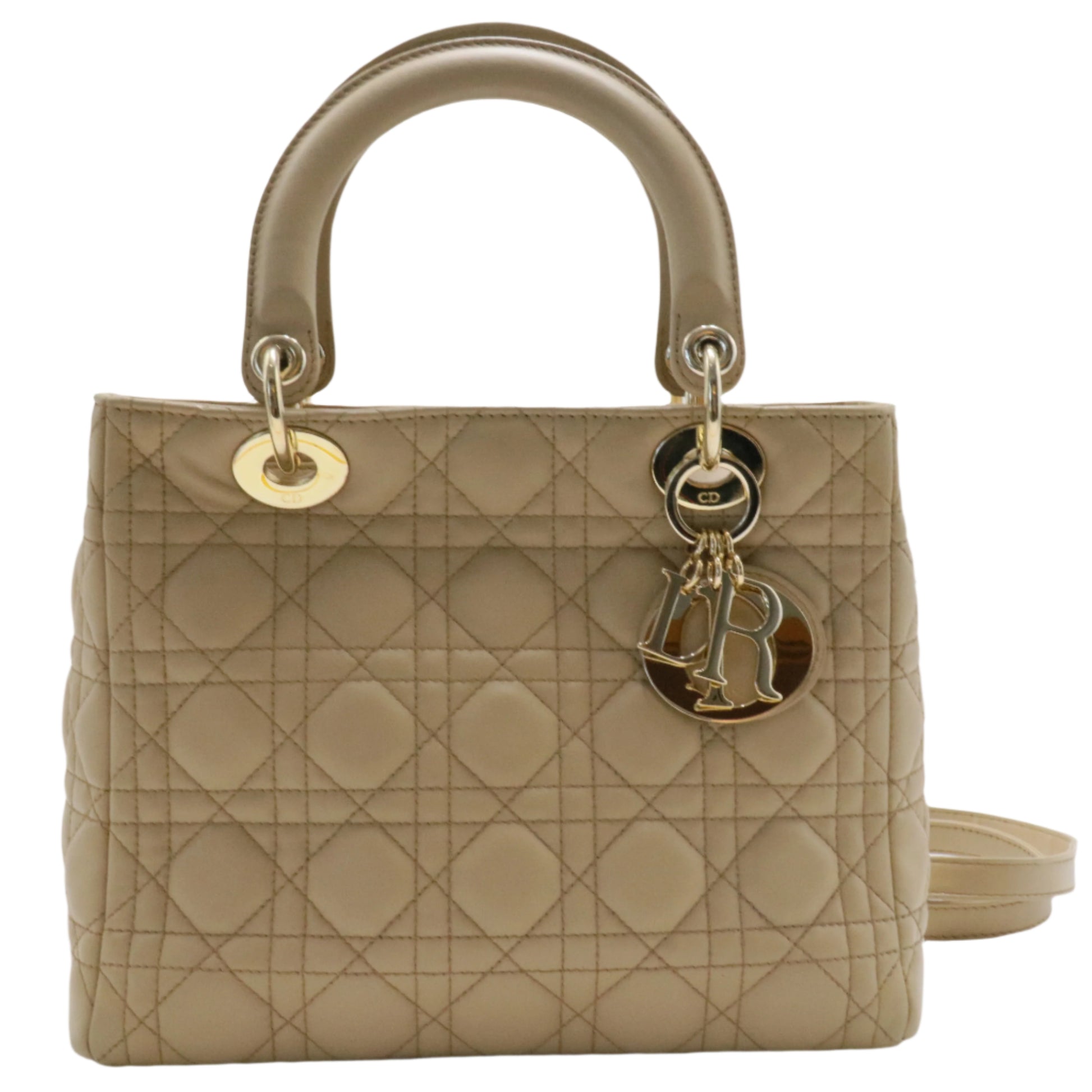 Lambskin Cannage Medium Lady Dior Beige - twins