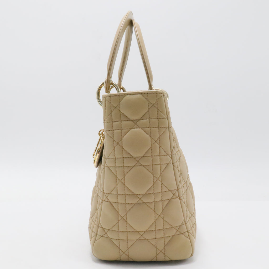 Lambskin Cannage Medium Lady Dior Beige - twins