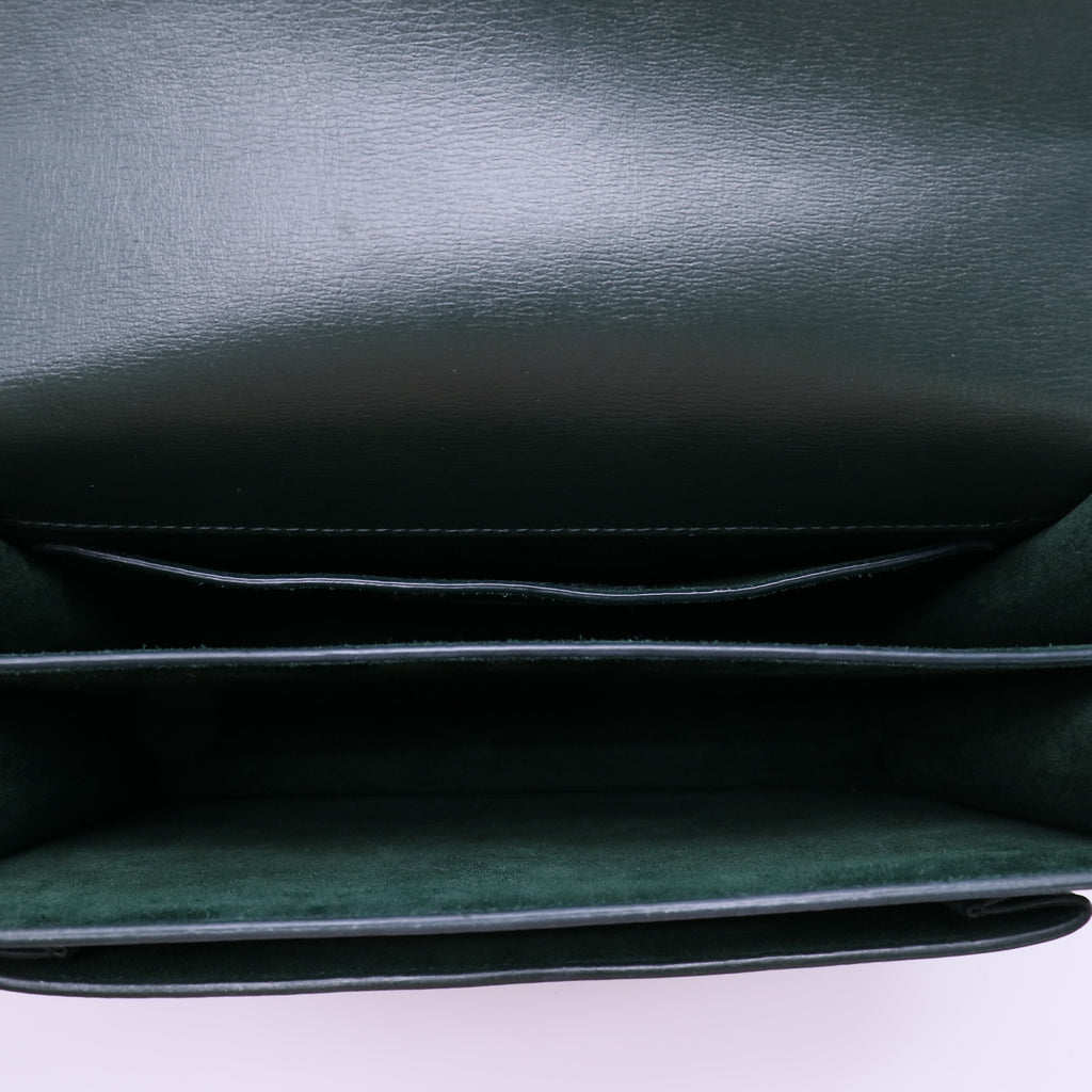 Saint Laurent Calfskin Medium Monogram Sunset Dark Green Twins LDJ4233