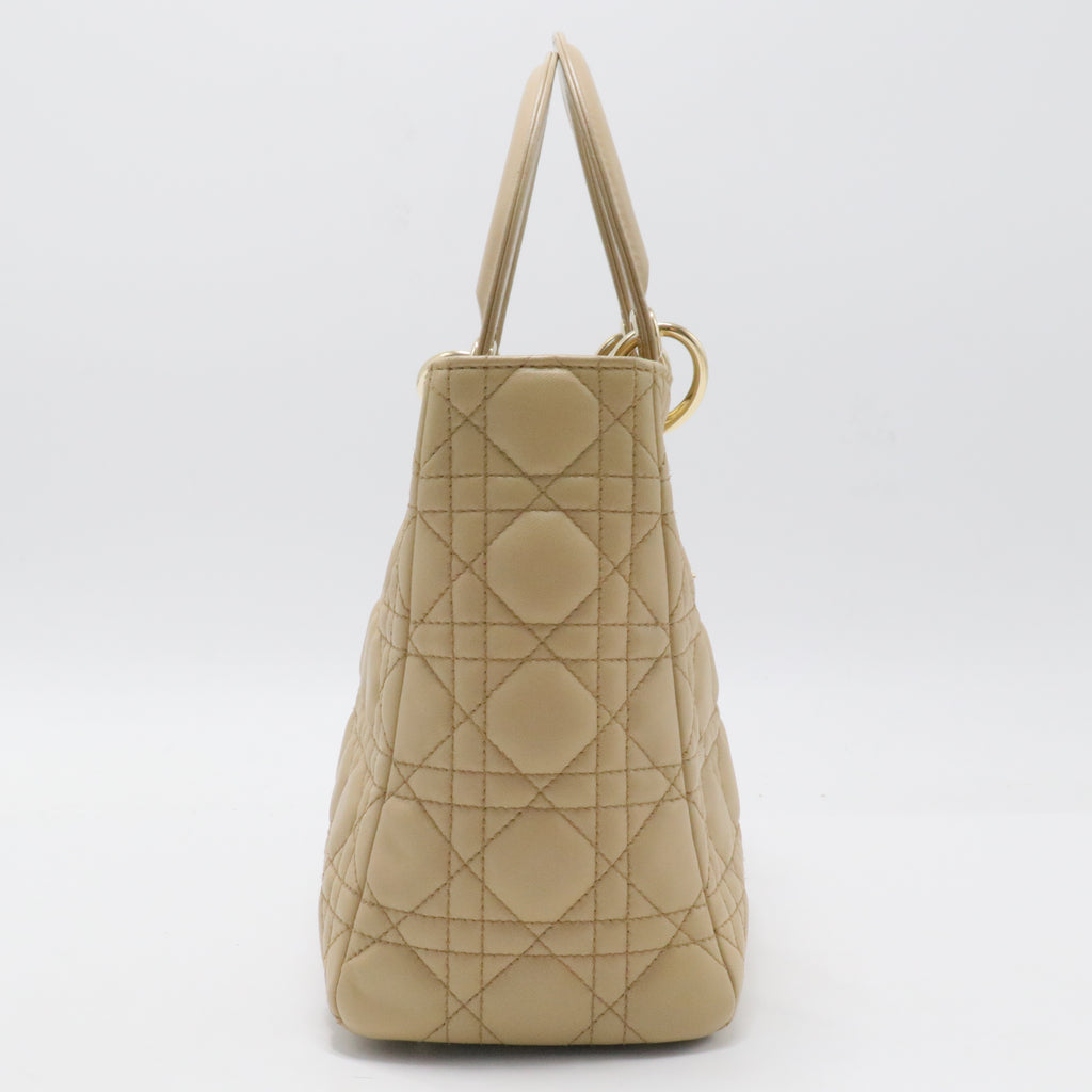 Lambskin Cannage Medium Lady Dior Beige - twins