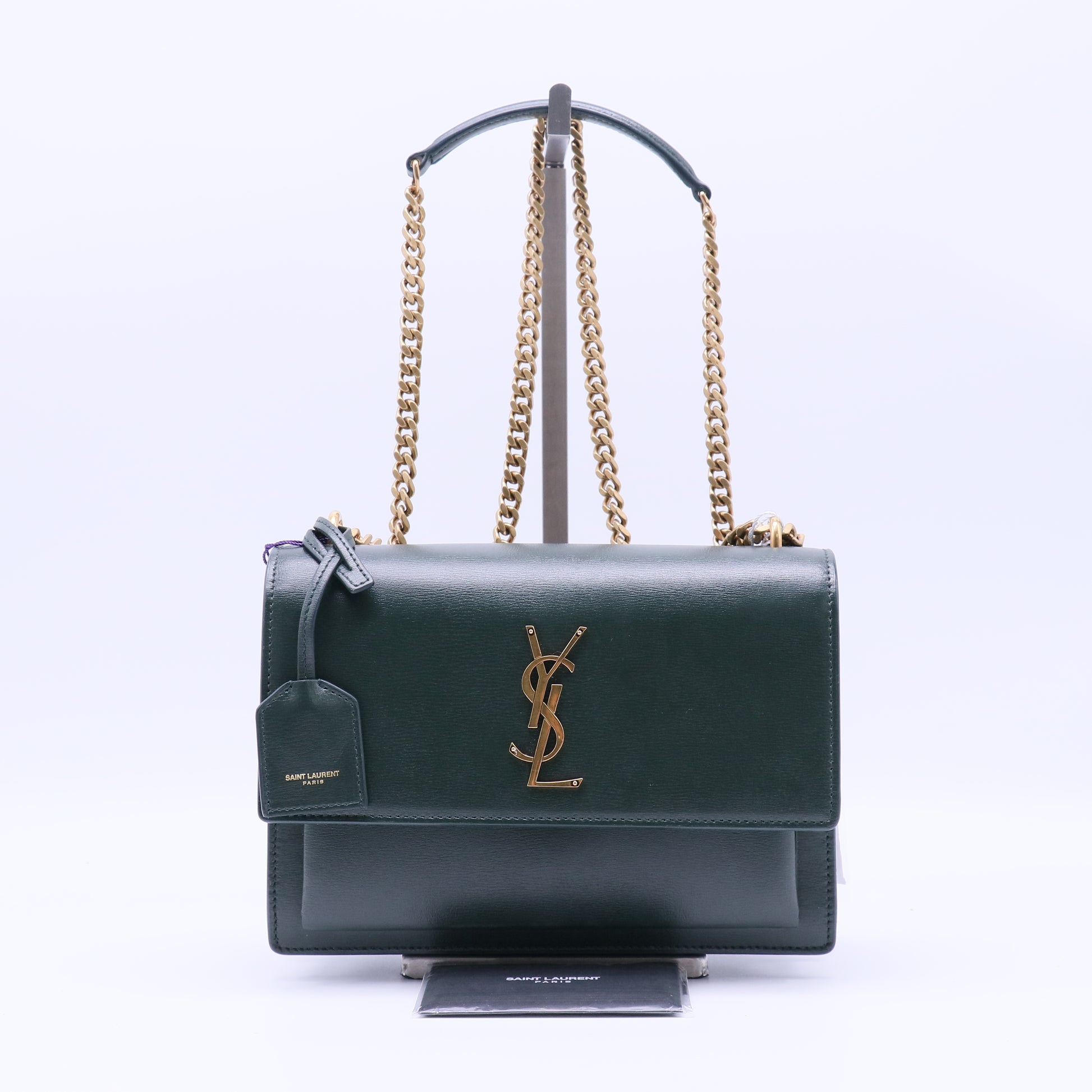 Saint Laurent Calfskin Medium Monogram Sunset Dark Green Twins LDJ4233