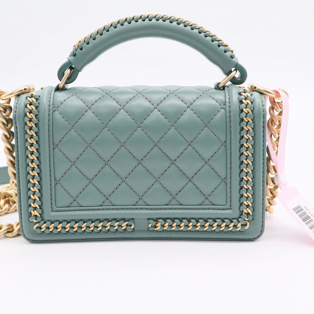 Chanel Leboy Handbags Cow Leather Malachite Turquoise Color Twins LDJ3130