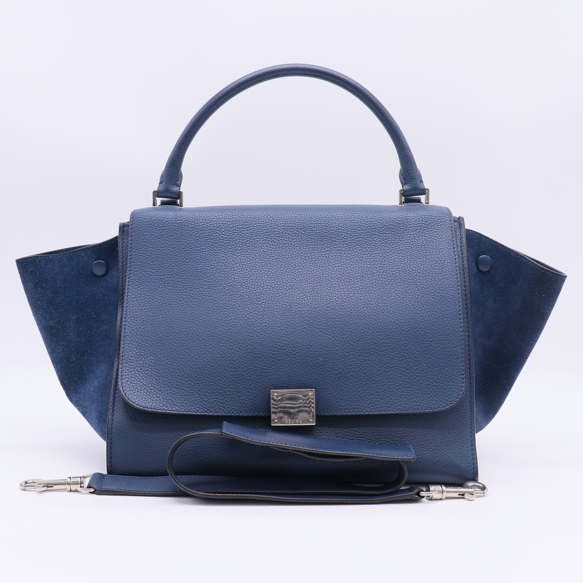 Celine Drummed Calfskin and Suede Small Trapeze Bag B23508